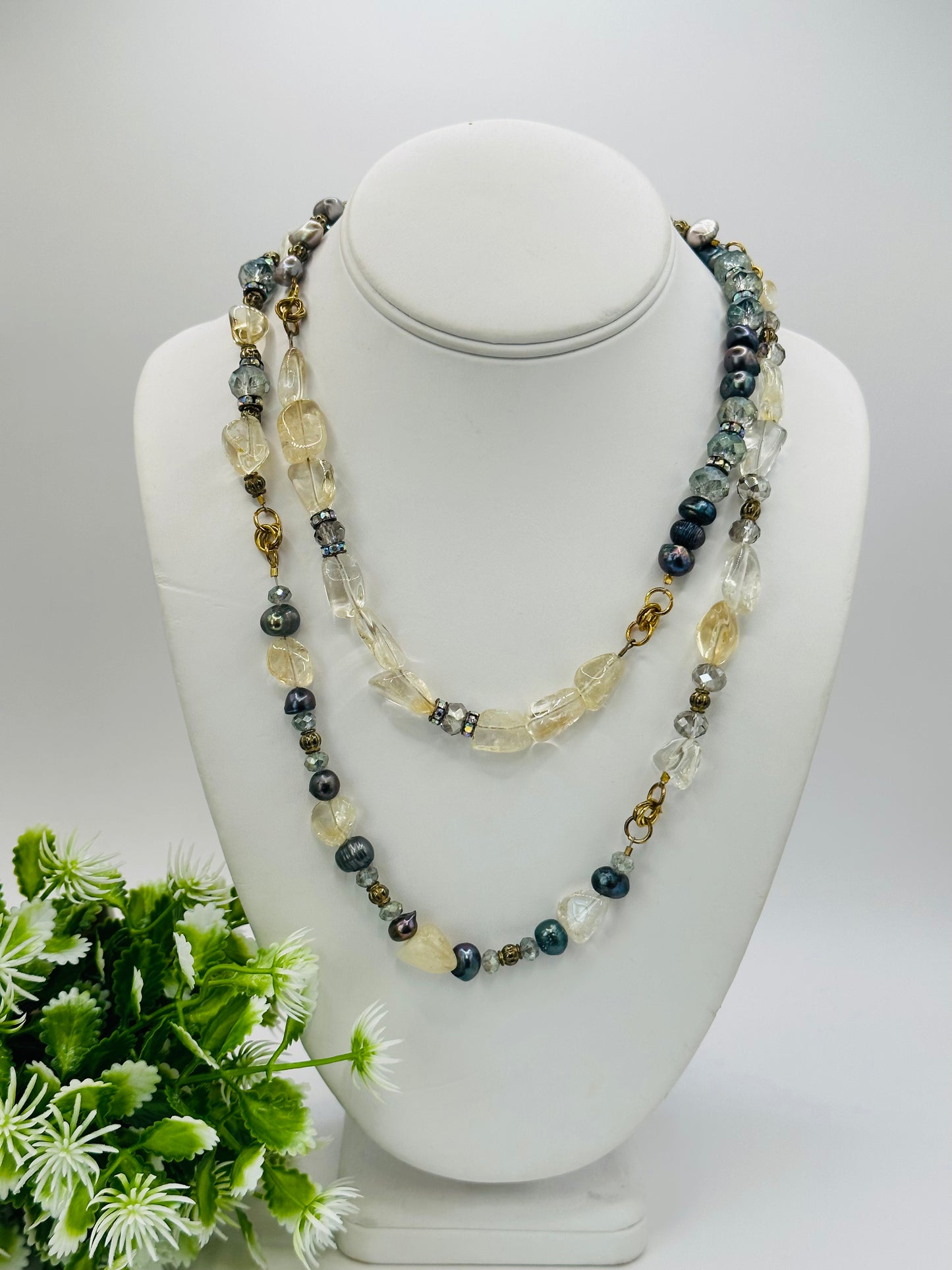 Citrine mix Necklace With earrings NE-105