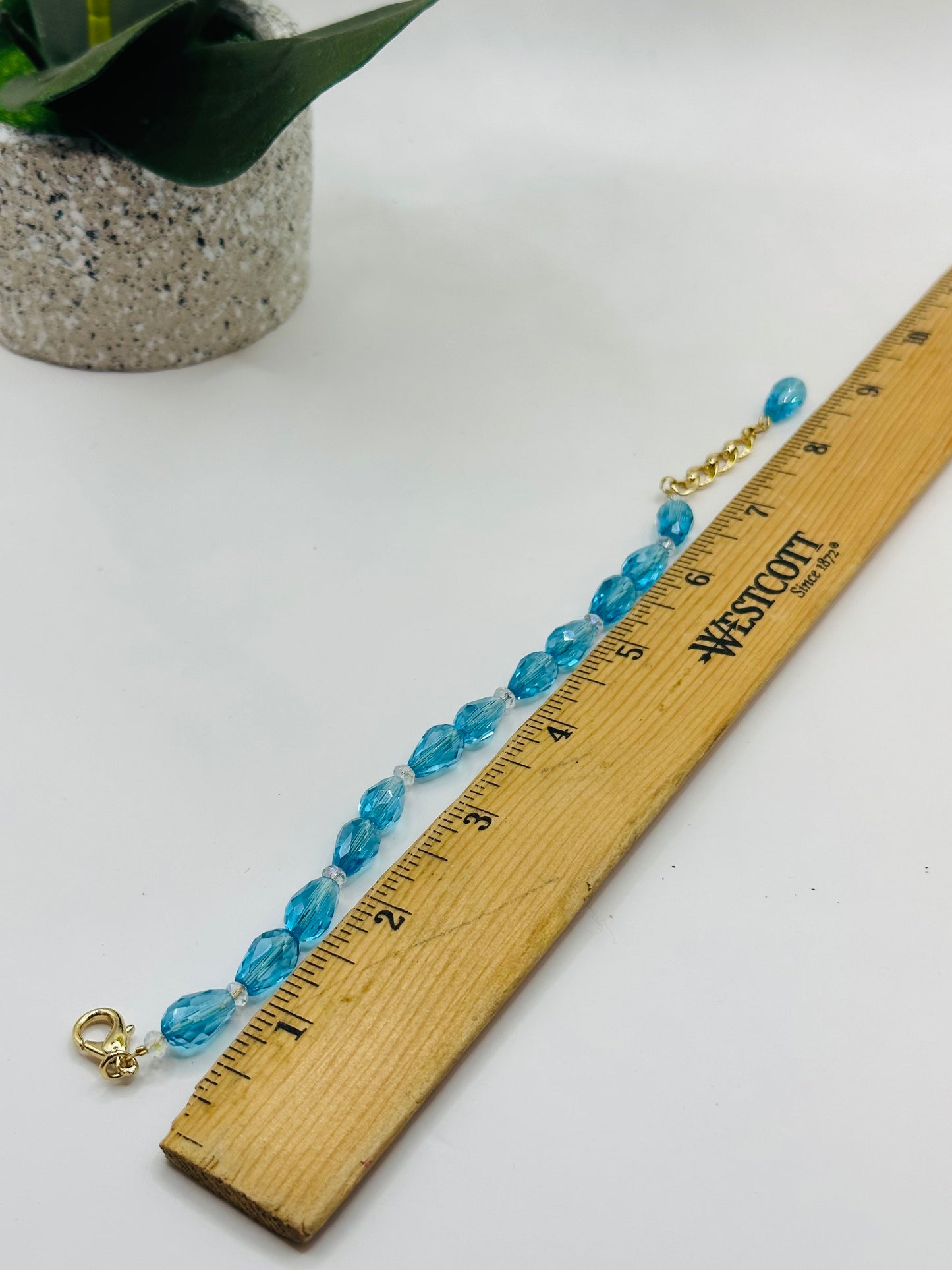 Aqua Faceted Drop Adjustable bracelets B-190