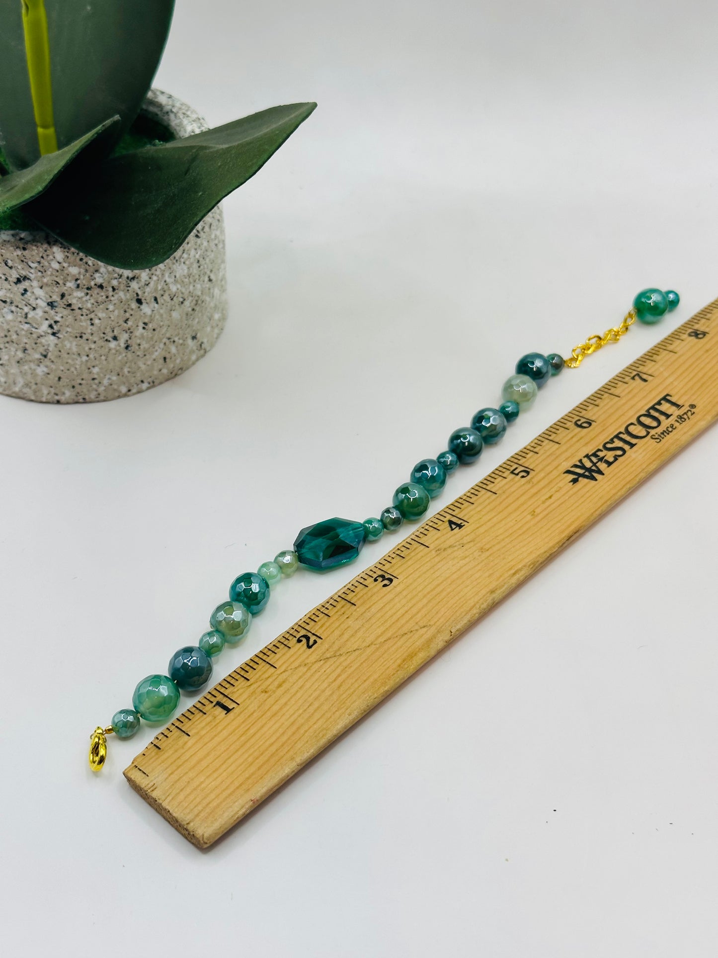 Faceted mix green adjustable bracelets B-192