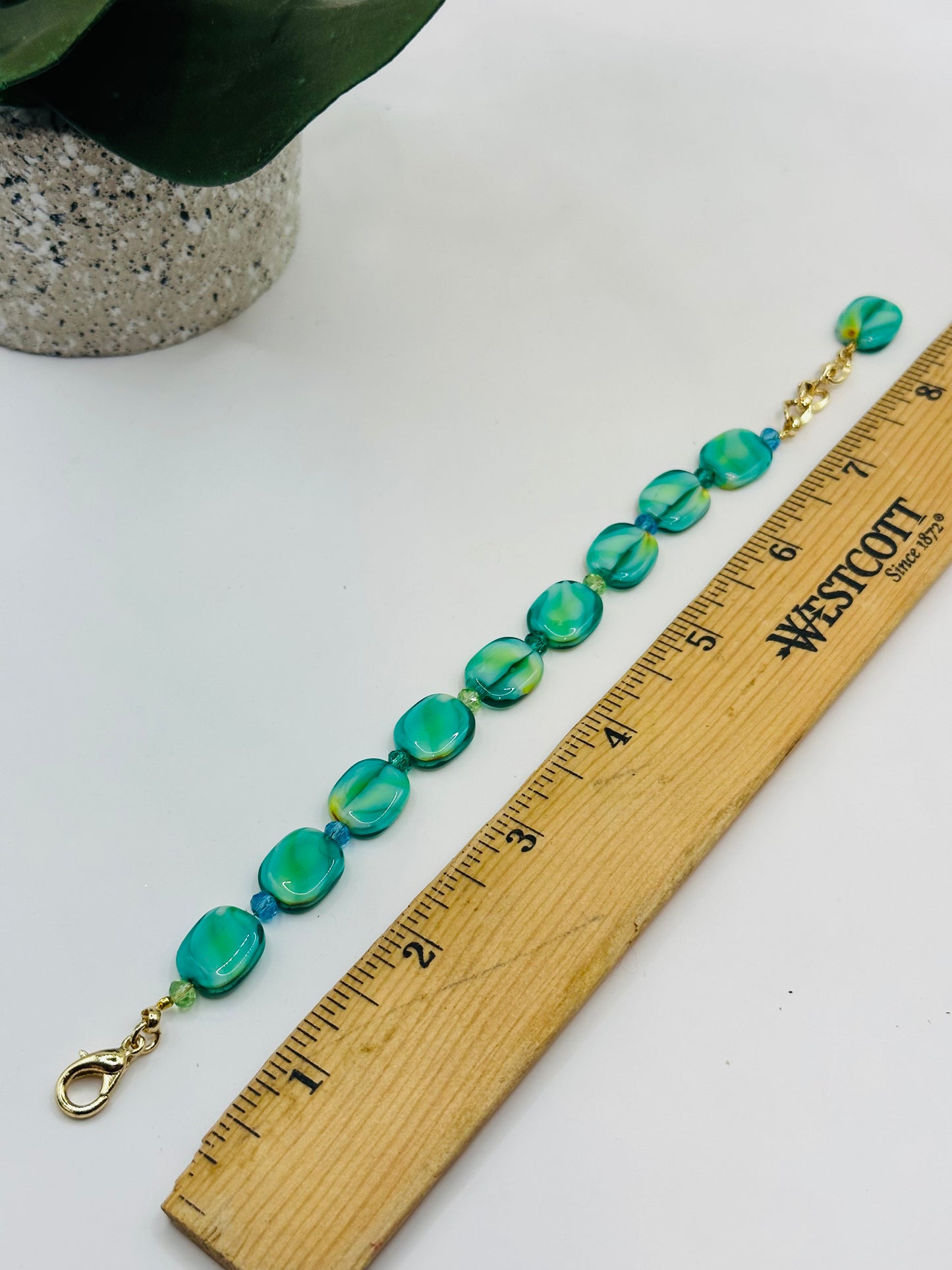 Square green adjustable bracelets B-202