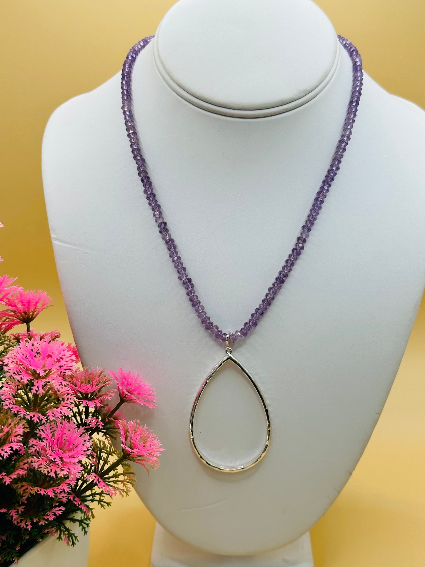 Small faceted Amethyst stone Necklace