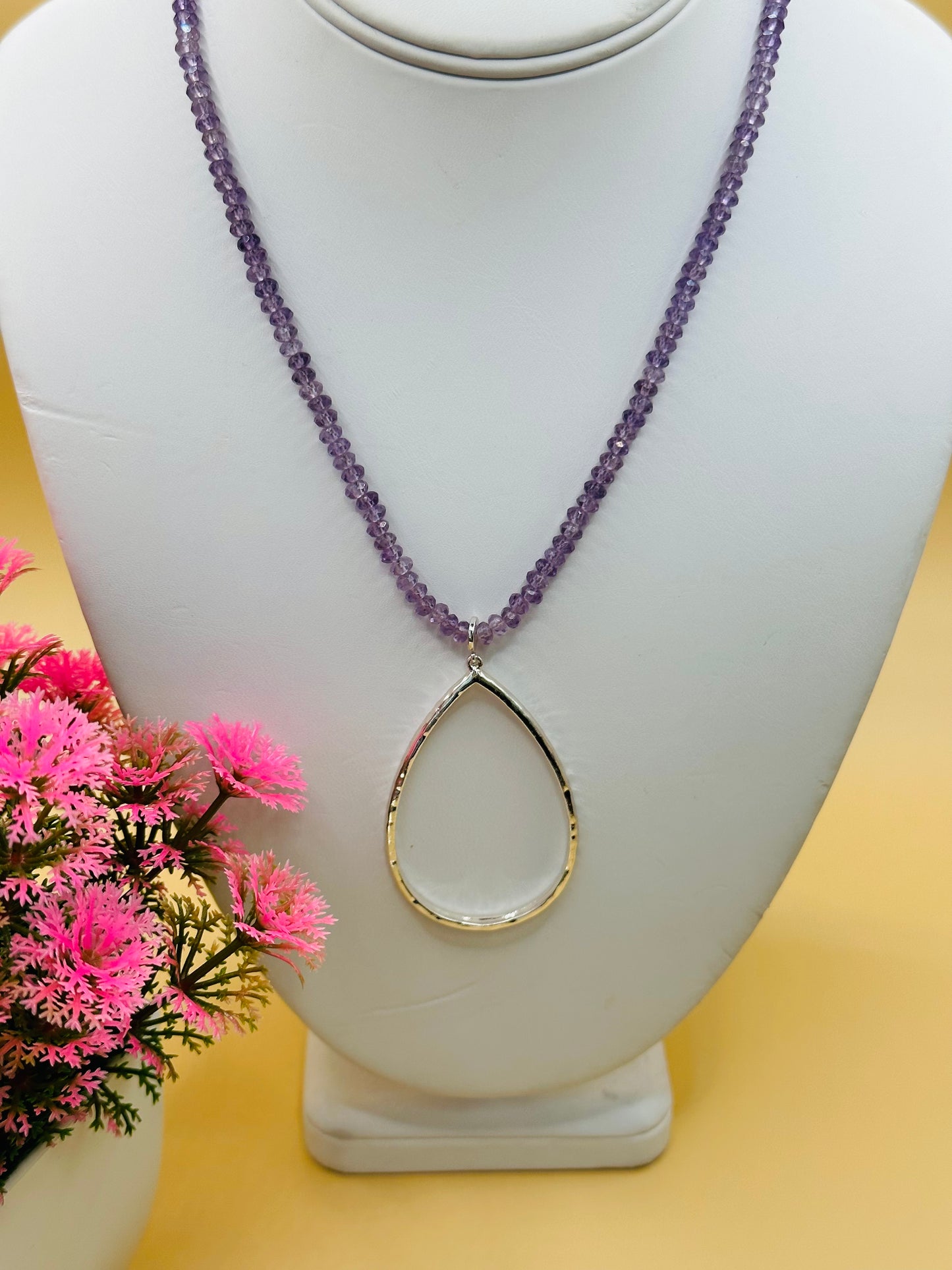 Small faceted Amethyst stone Necklace