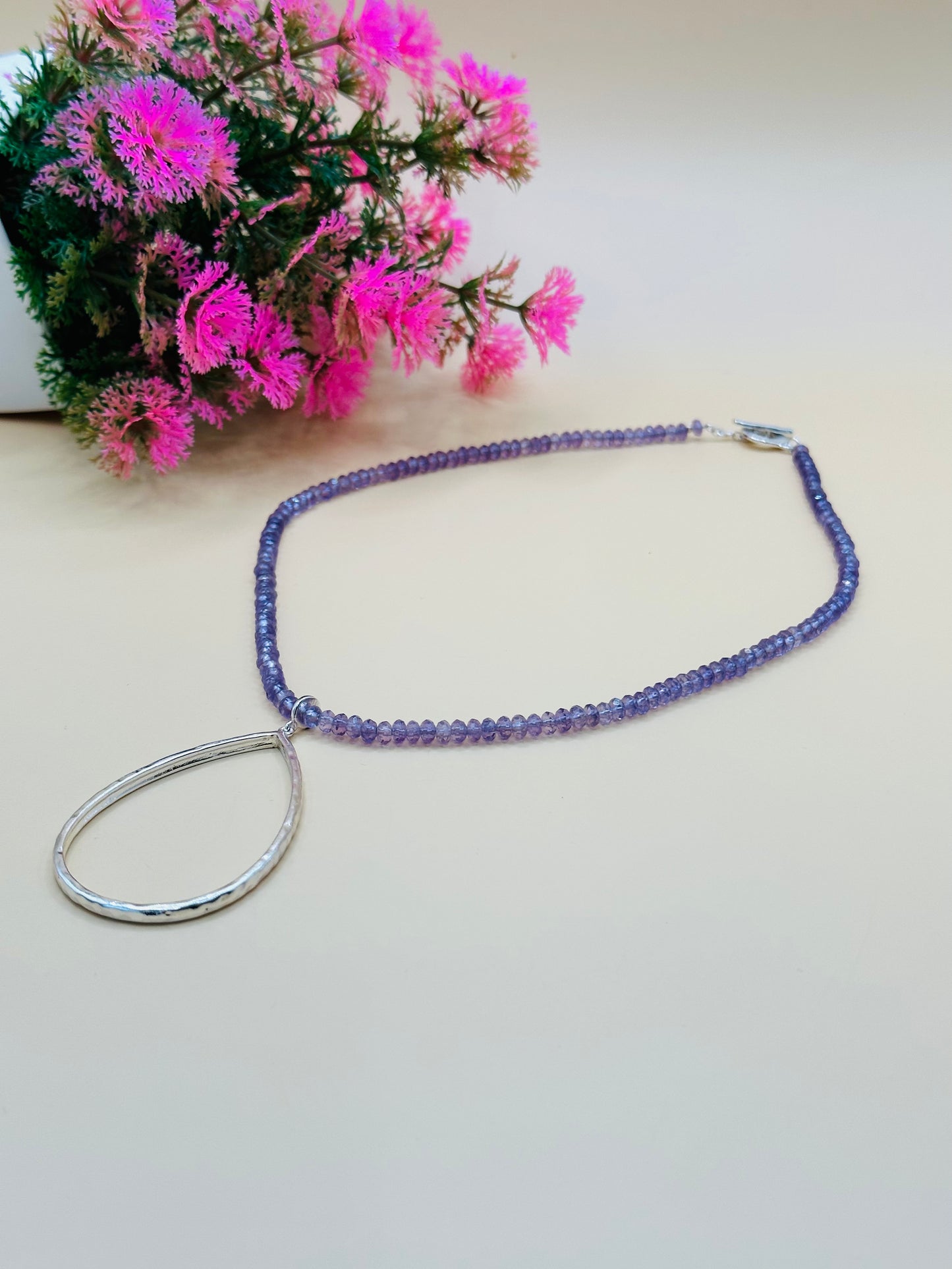 Small faceted Amethyst stone Necklace