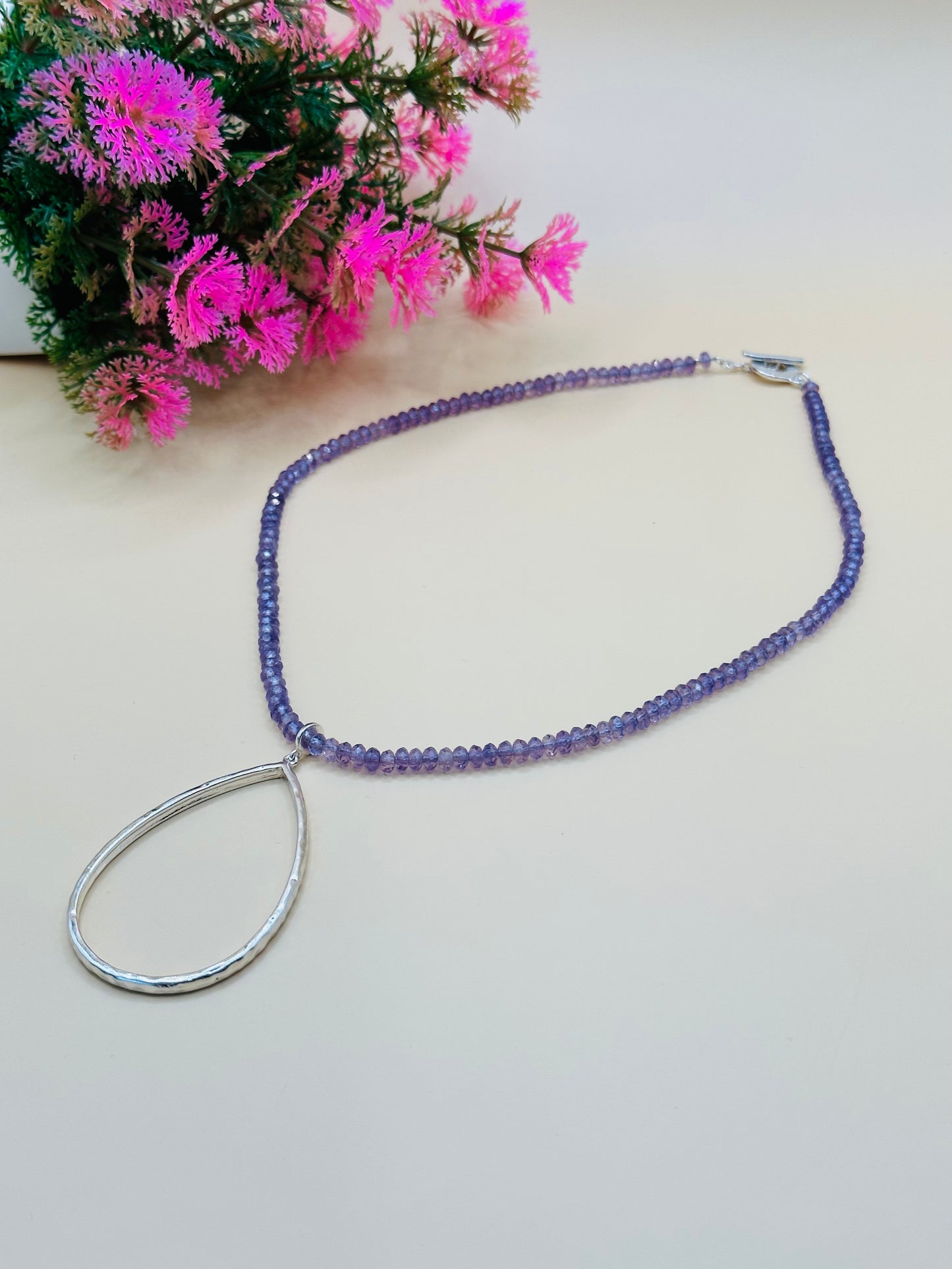 Small faceted Amethyst stone Necklace