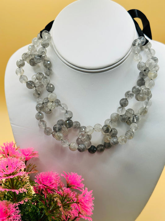 Grey Stone Loops Necklace N-162