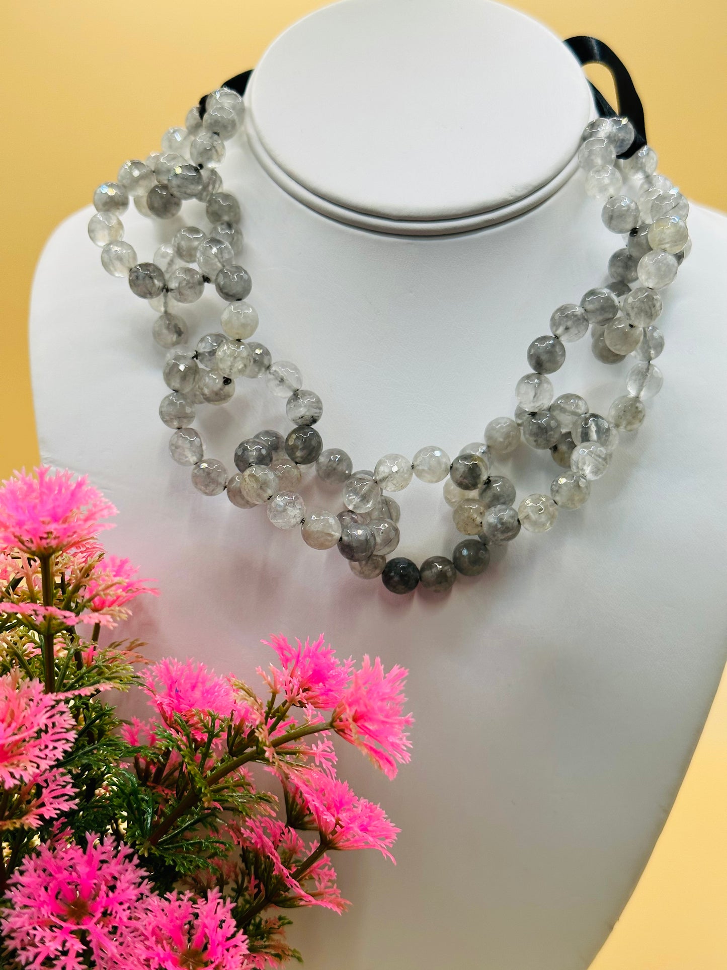 Grey Stone Loops Necklace N-162