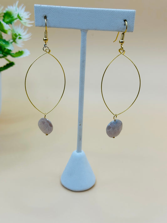 Marquise shape earrings moonstone E-216