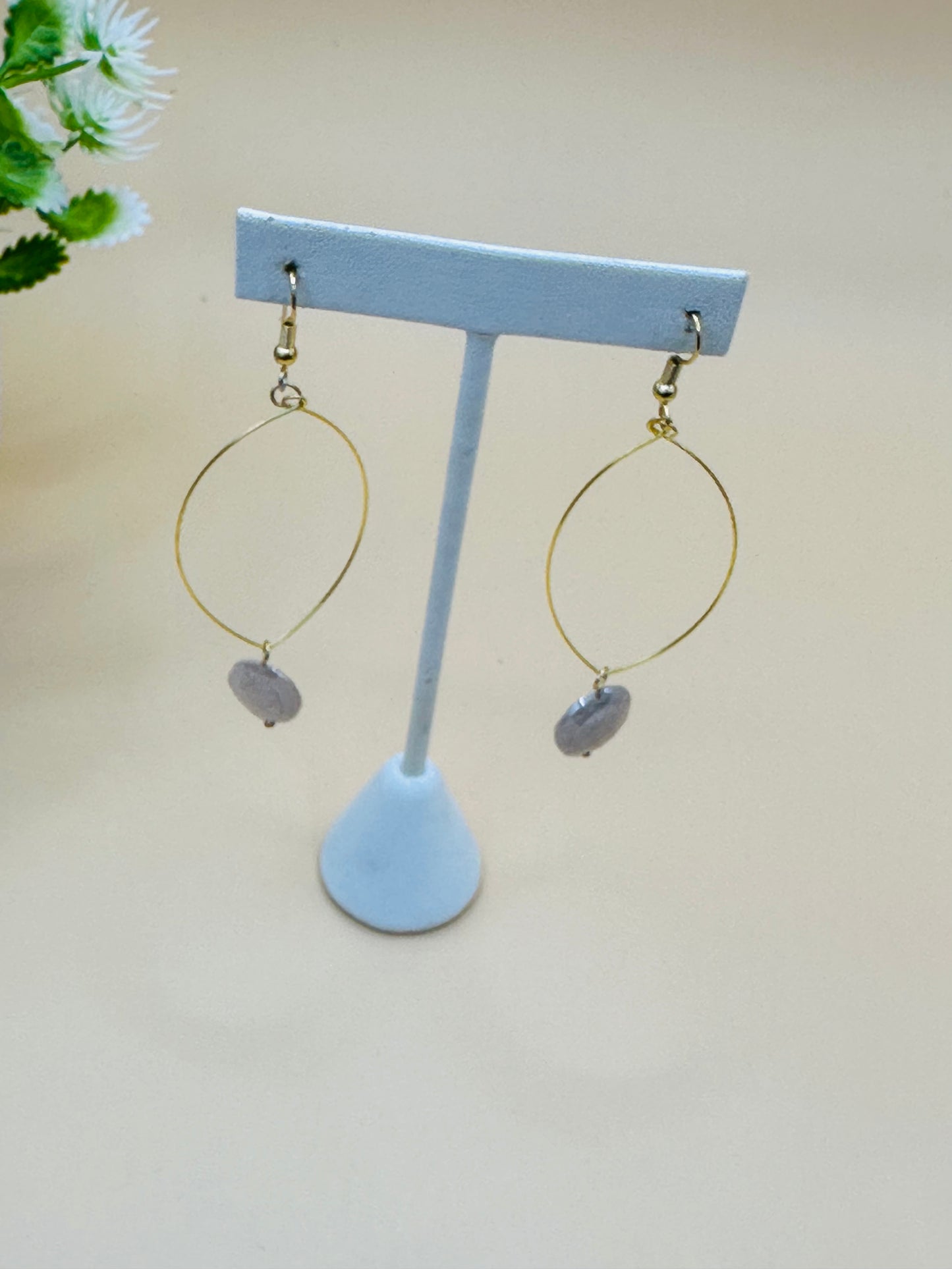 Marquise shape earrings moonstone E-216