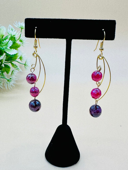 Multi level wire stone earrings E-222