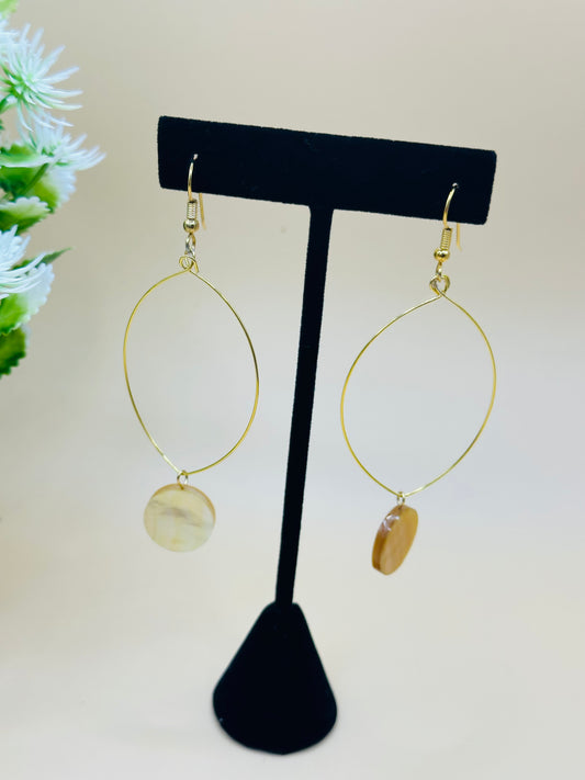 Marquise shape wire gold shell earrings E-228