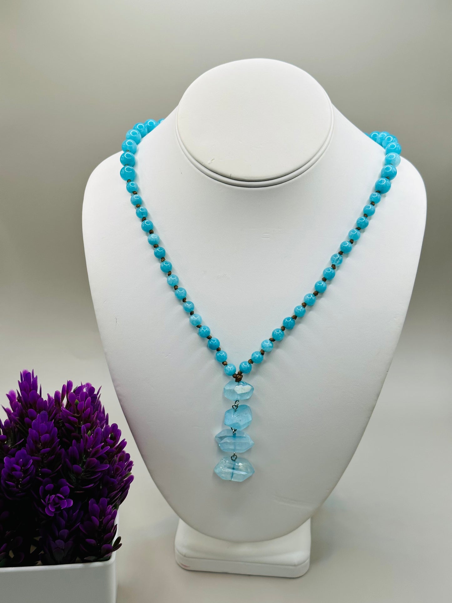 Aqua nuggets pendant necklace N-169