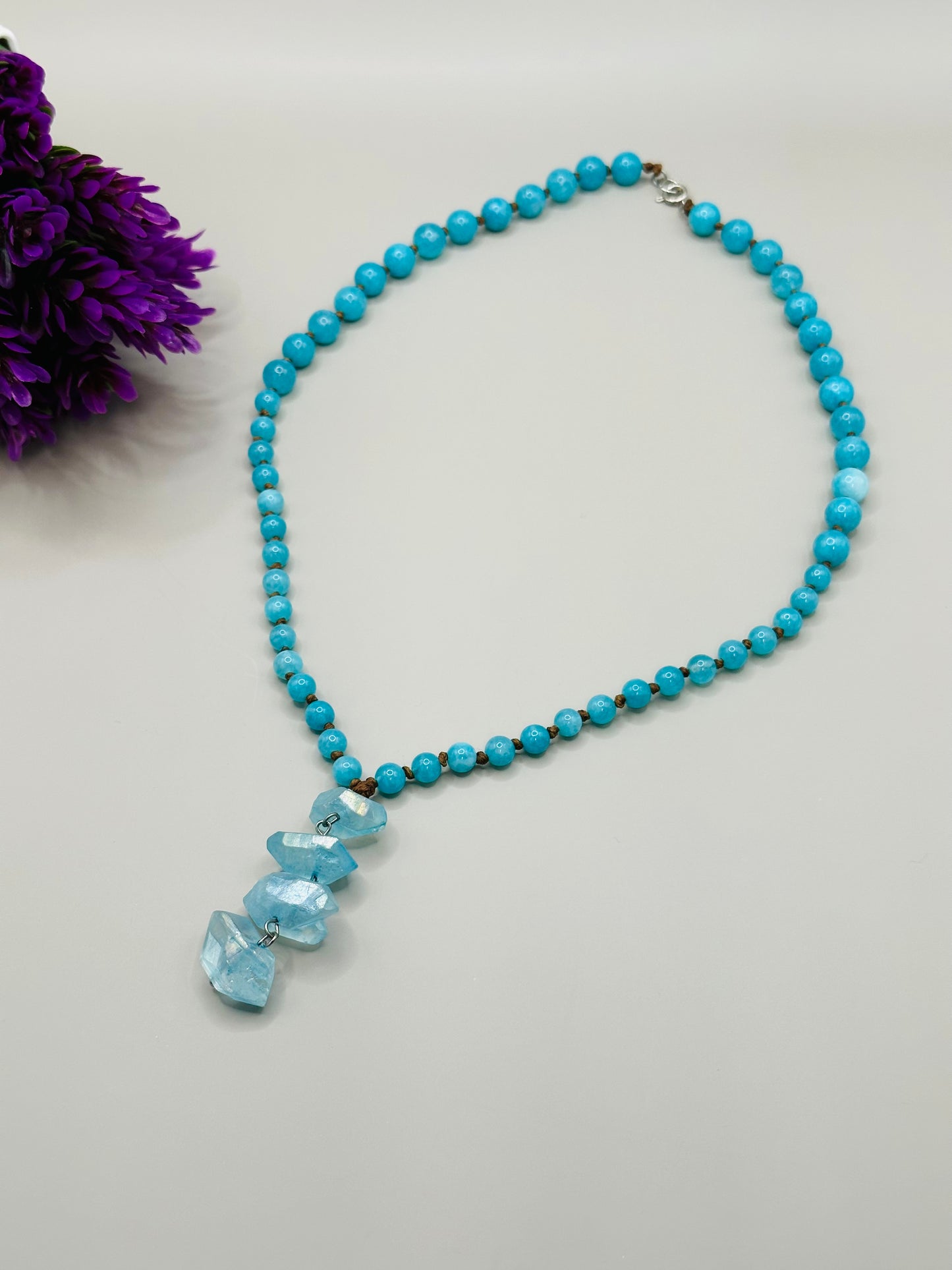 Aqua nuggets pendant necklace N-169