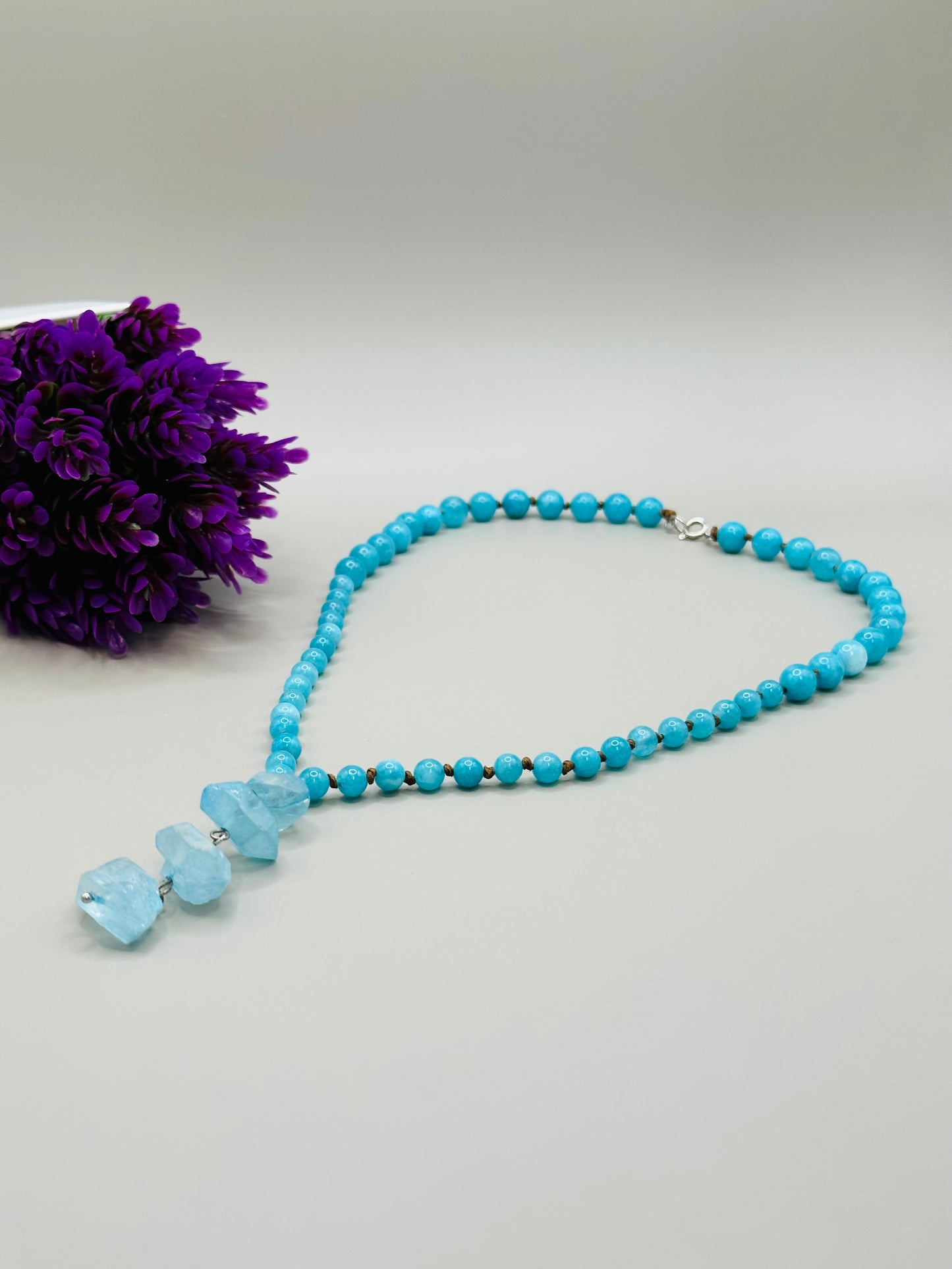 Aqua nuggets pendant necklace N-169