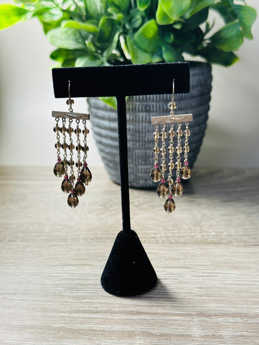 Chain drop black earrings E-231