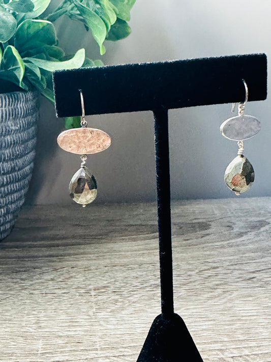 Pyrite drop earrings E-242