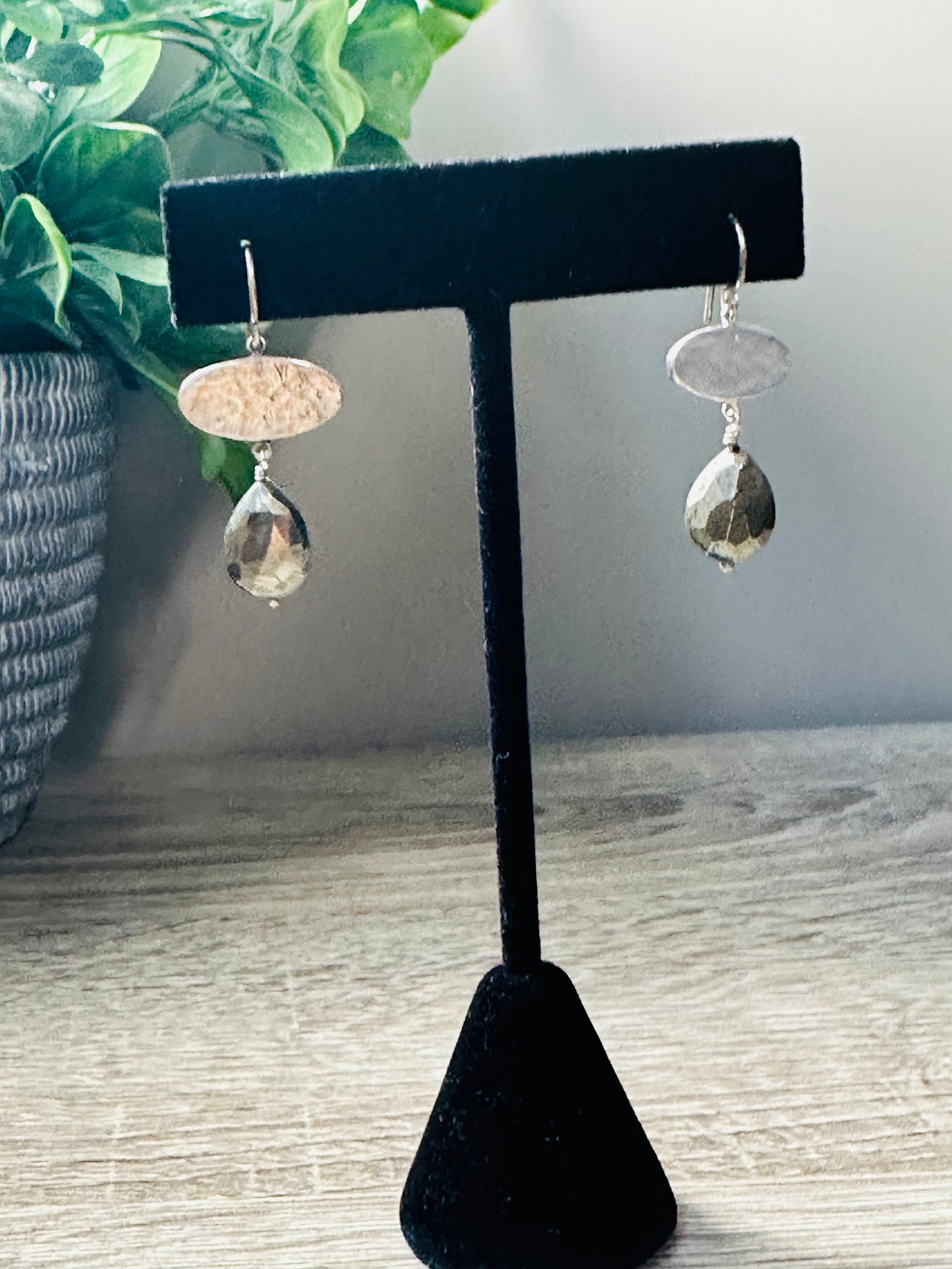 Pyrite drop earrings E-242