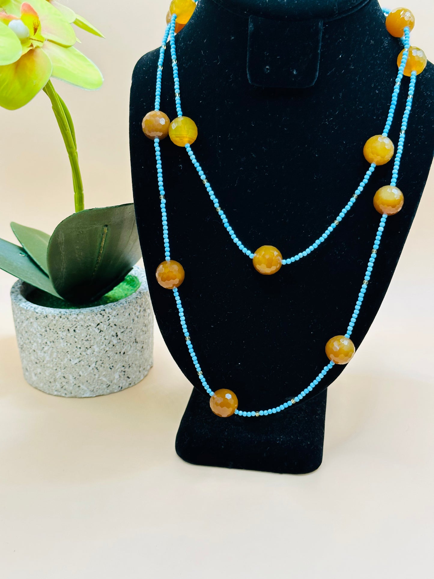 Turquoise and citrine necklace 180