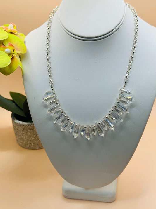 Crystal drop on chains necklace N-183