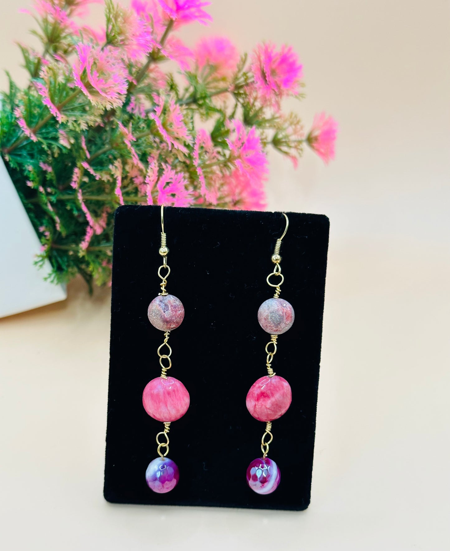 Druzy stone purple earrings E-247