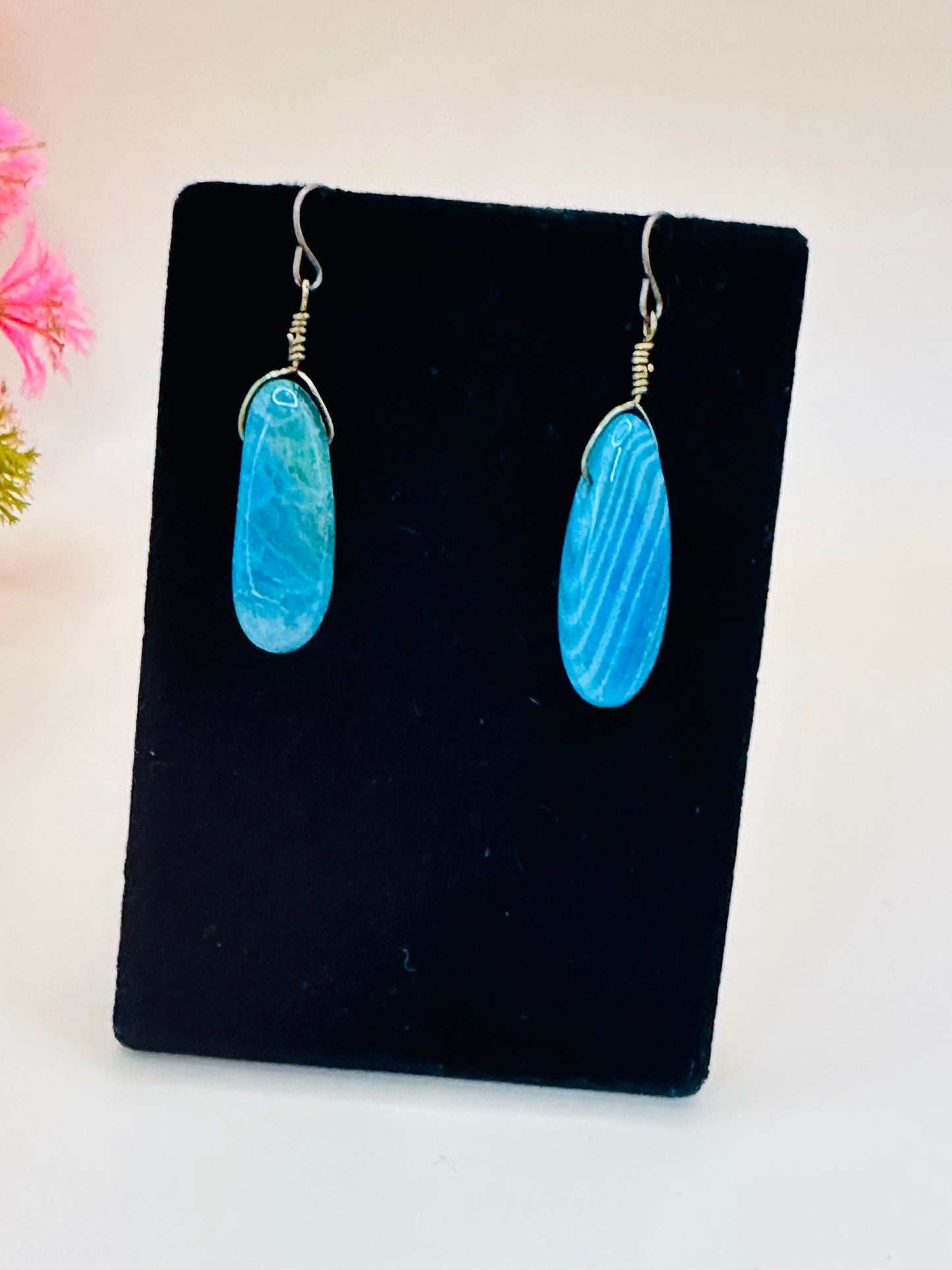 Aqua smooth oval earrings E-262