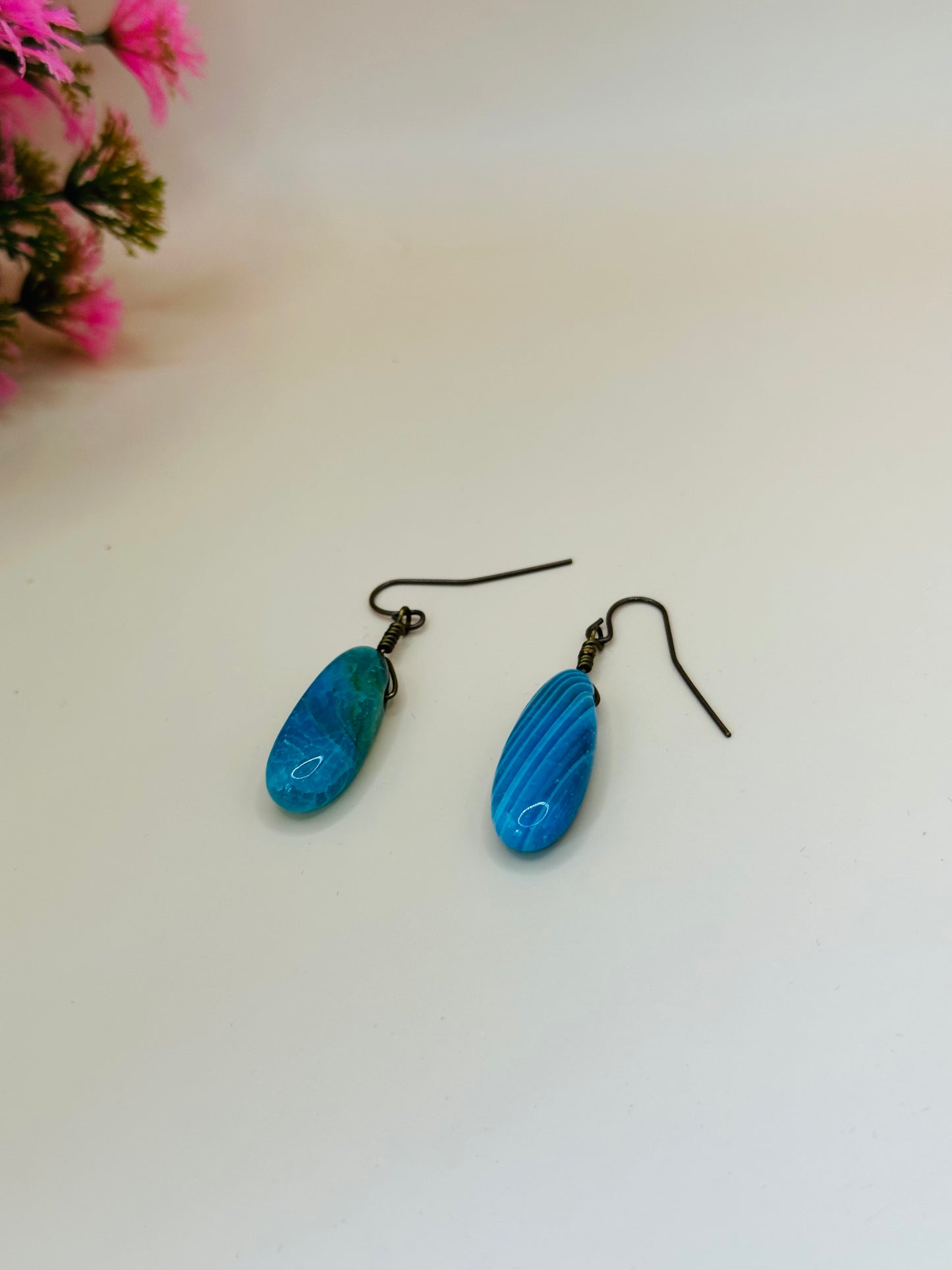 Aqua smooth oval earrings E-262