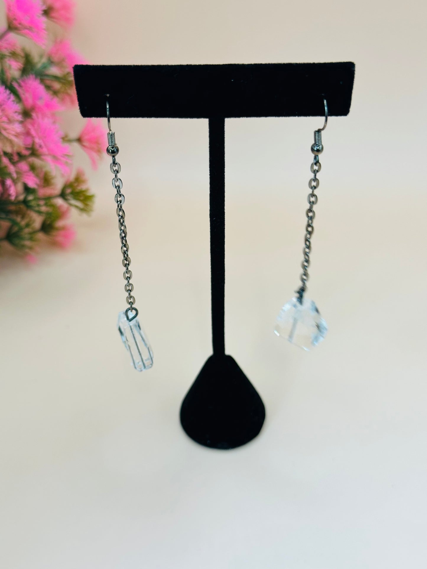 Chunky crystal chain earrings E-264