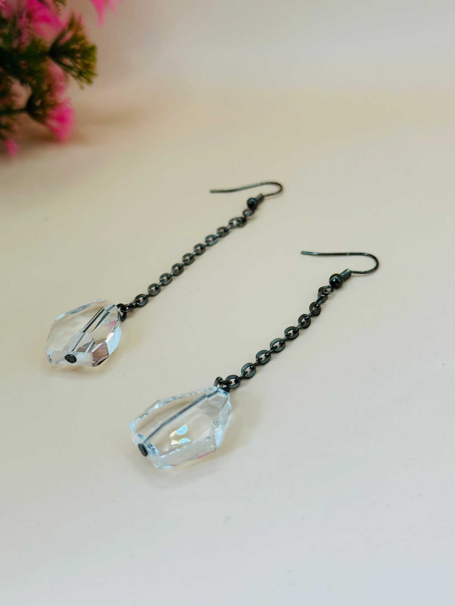 Chunky crystal chain earrings E-264