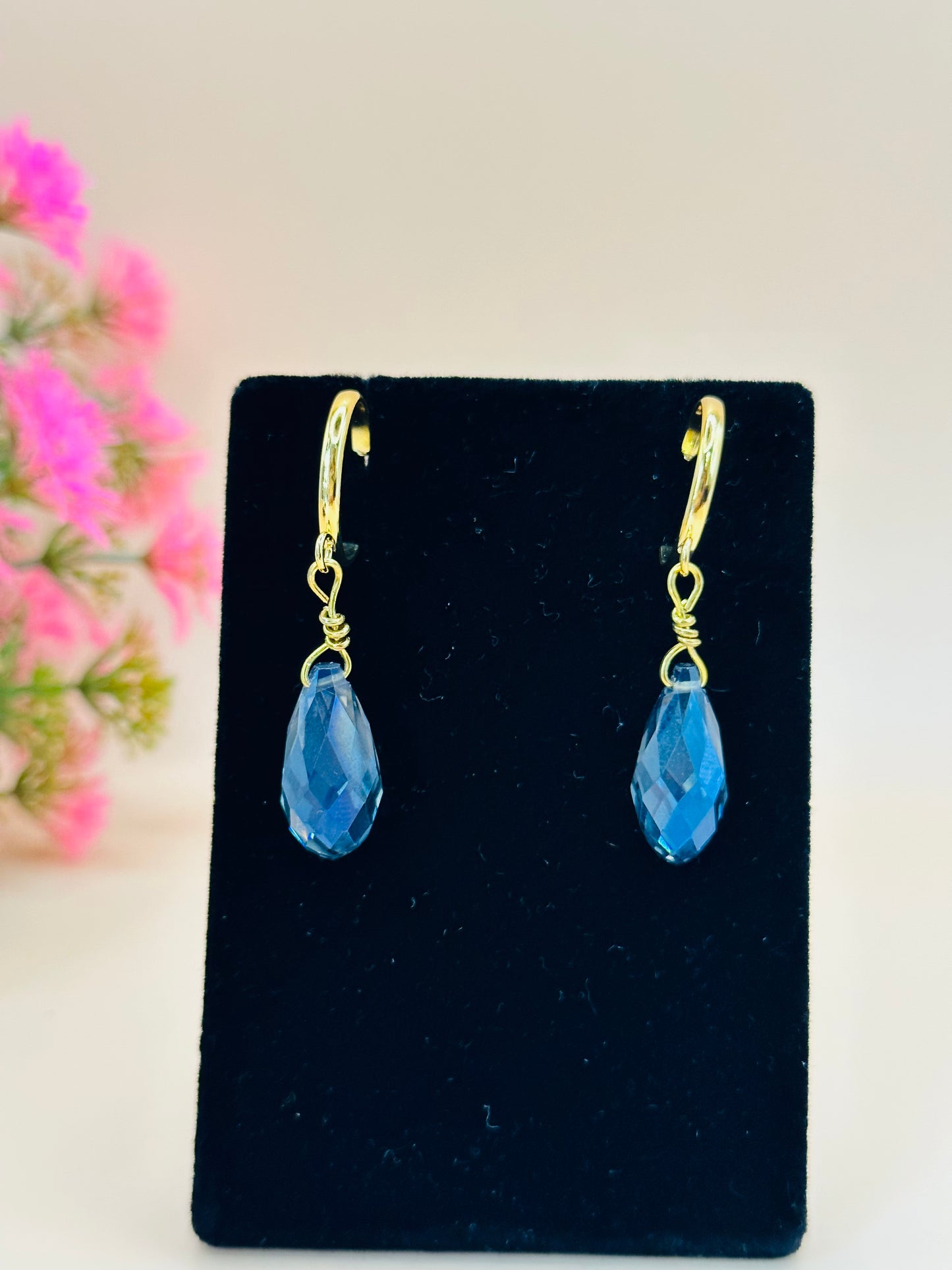 Crystal faceted drop earrings E-265