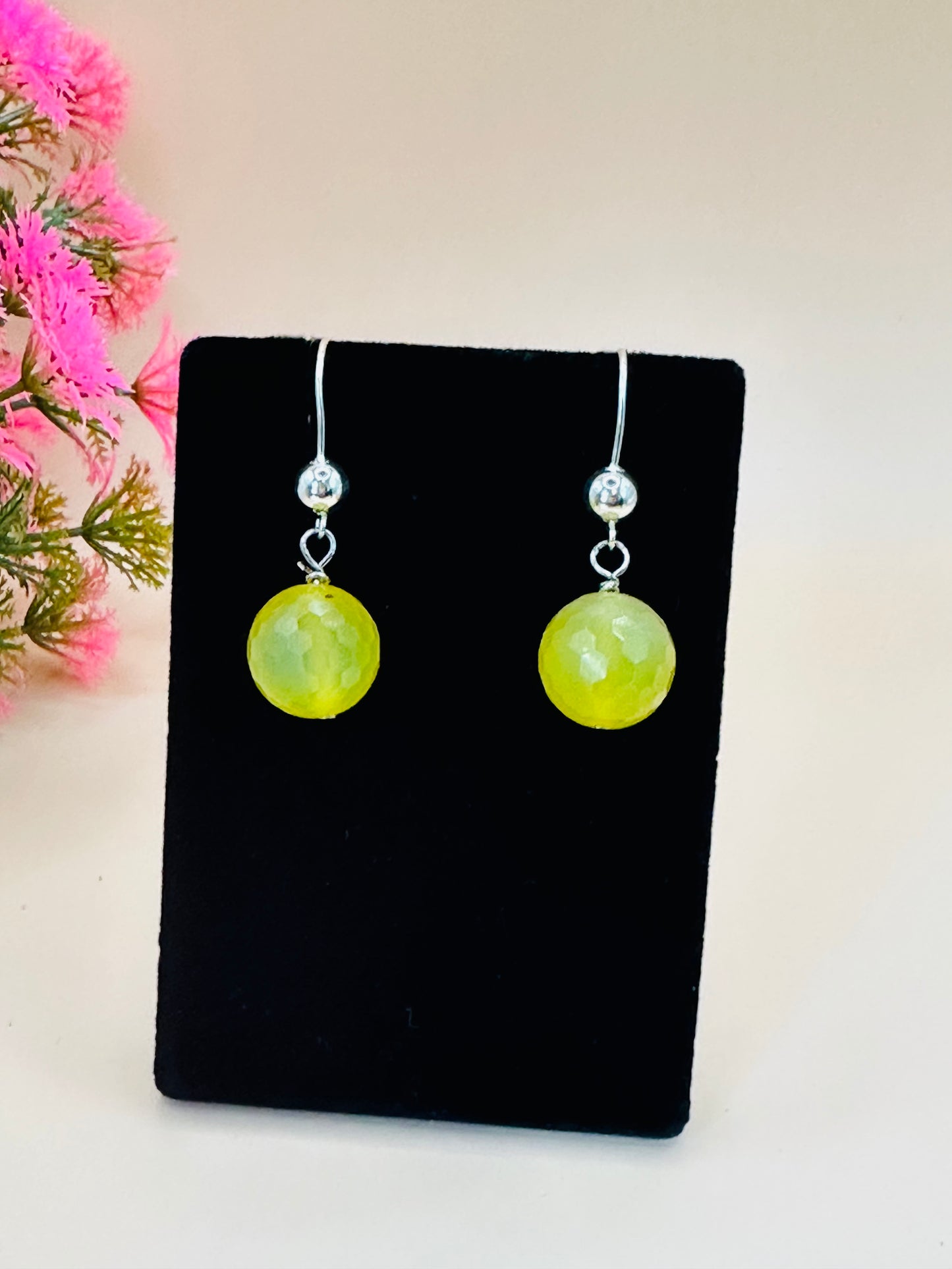 Yellow stone agate earrings E-269