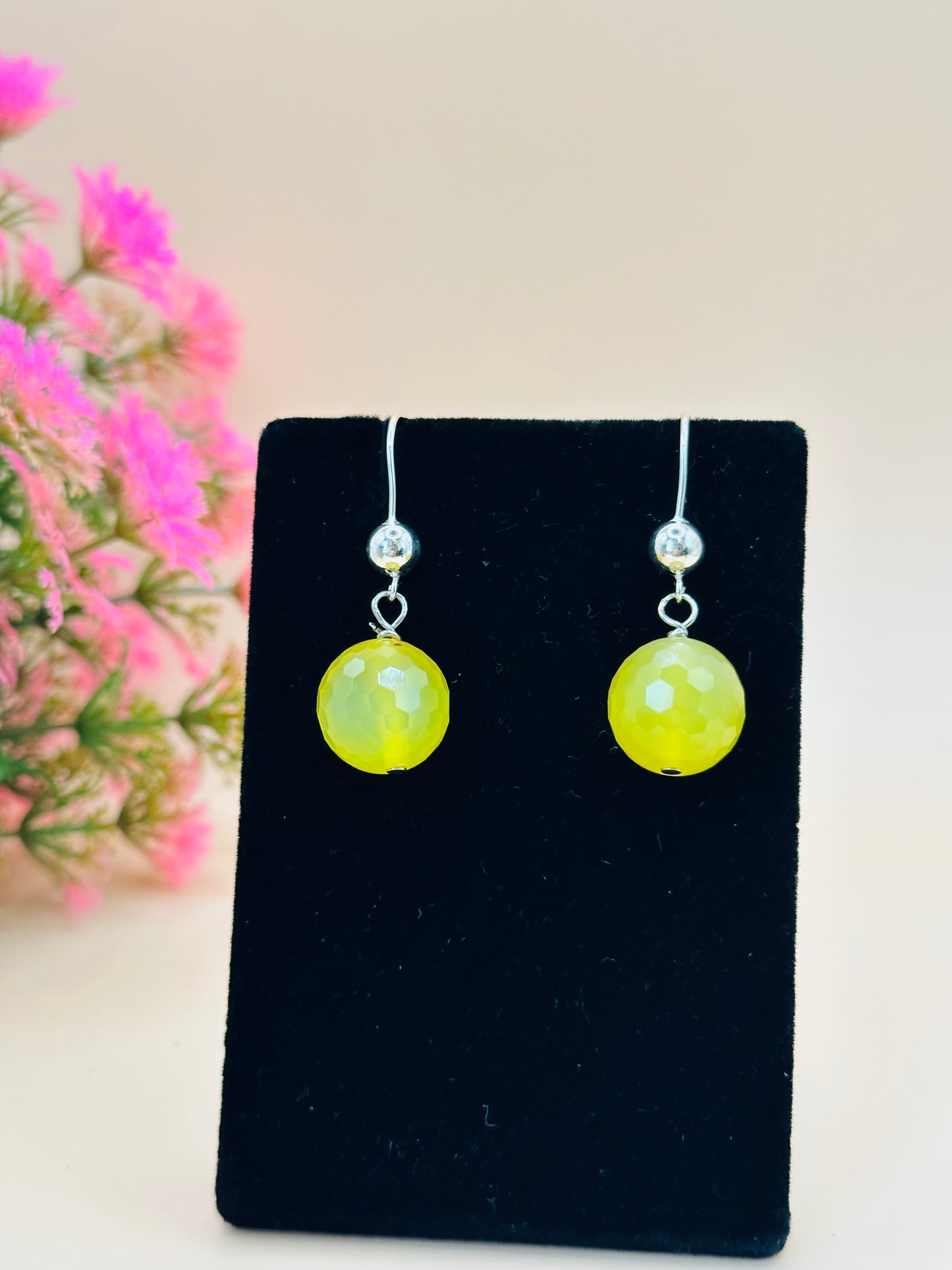 Yellow stone agate earrings E-269