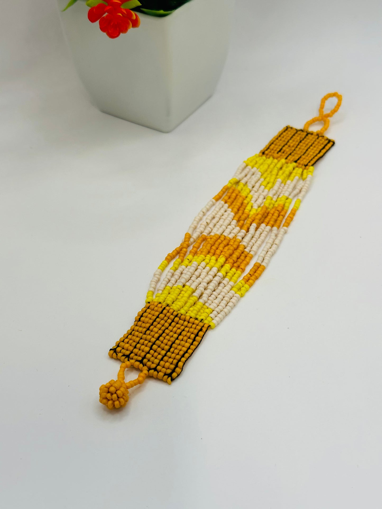 Yellow mix beaded adjustable beaded bracelets B-208