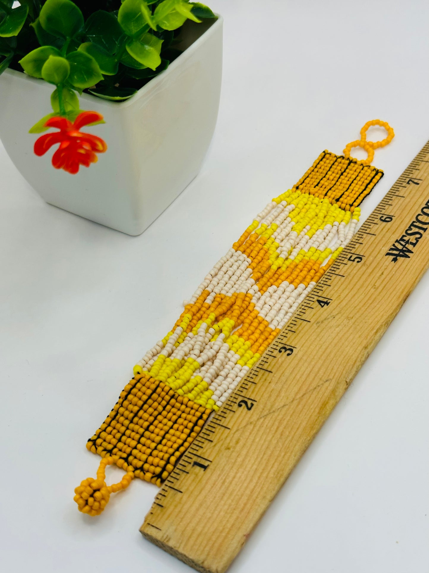 Yellow mix beaded adjustable beaded bracelets B-208