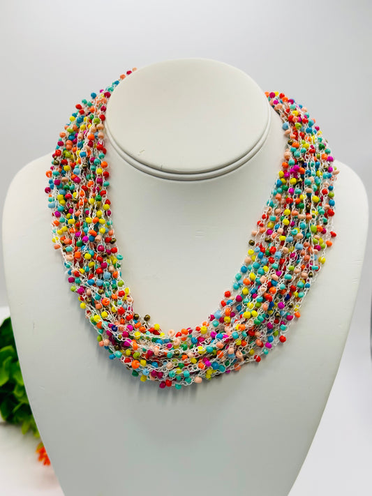 Rainbow seeded multi color necklace N-197