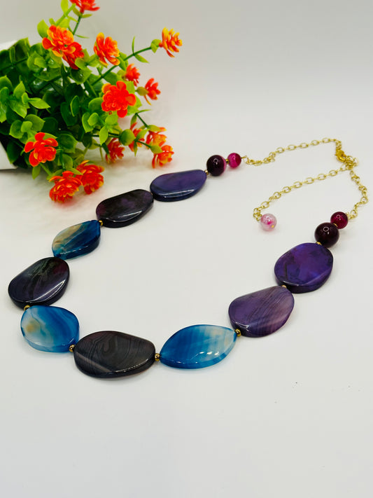 Large stone purple mix necklace N-199