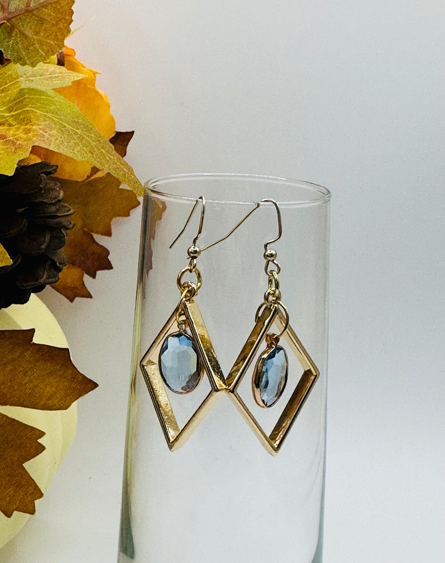 Gold plated with blue sky charms earrings E-276