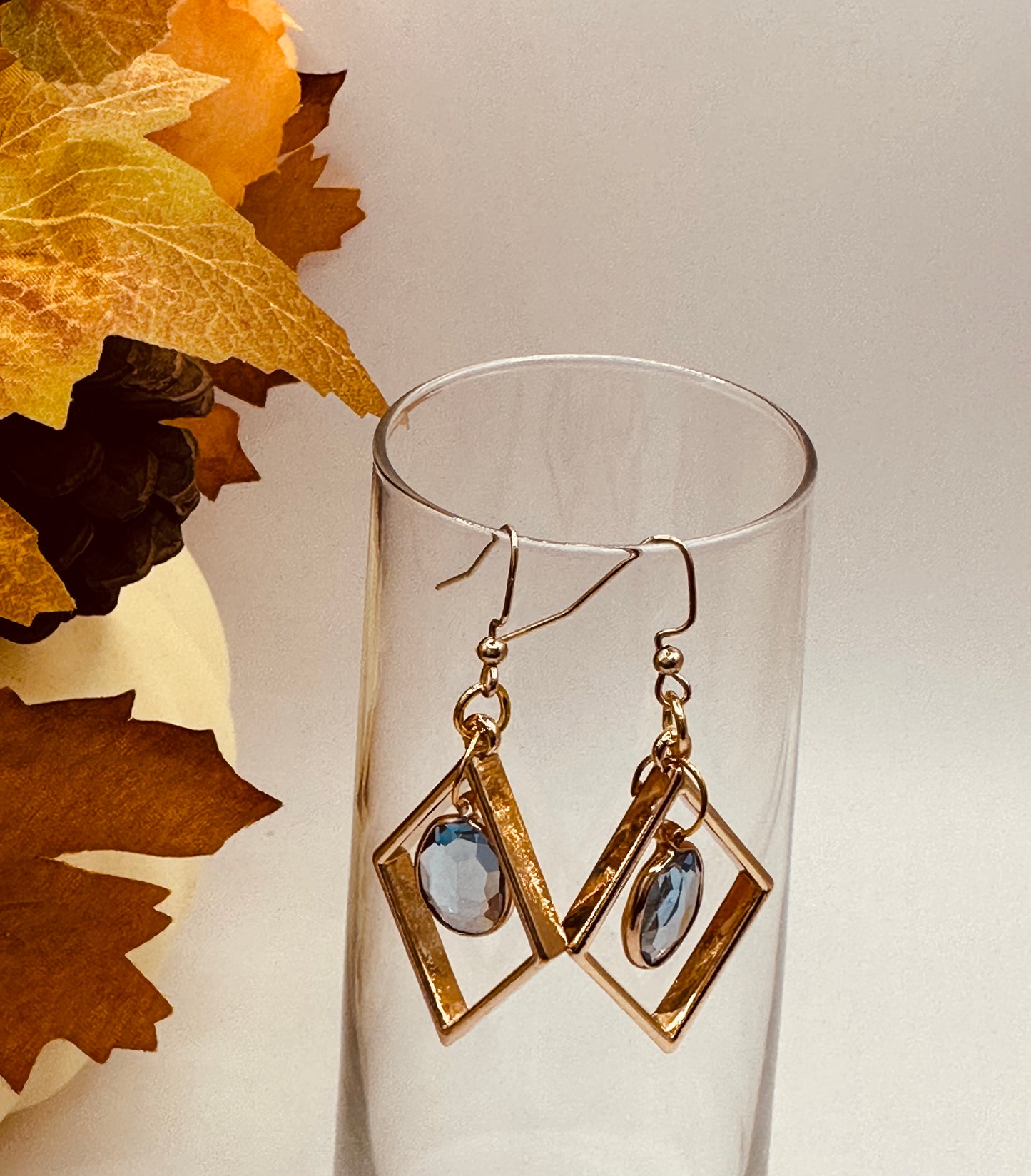 Gold plated with blue sky charms earrings E-276