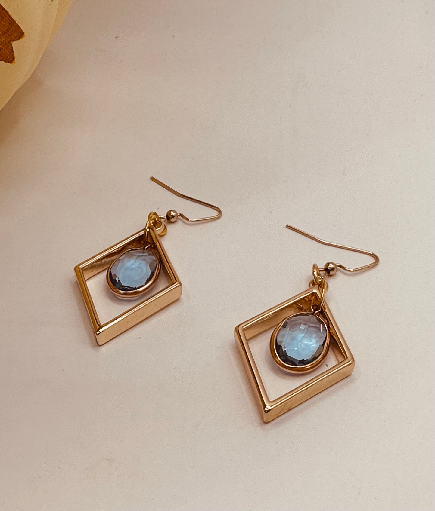 Gold plated with blue sky charms earrings E-276