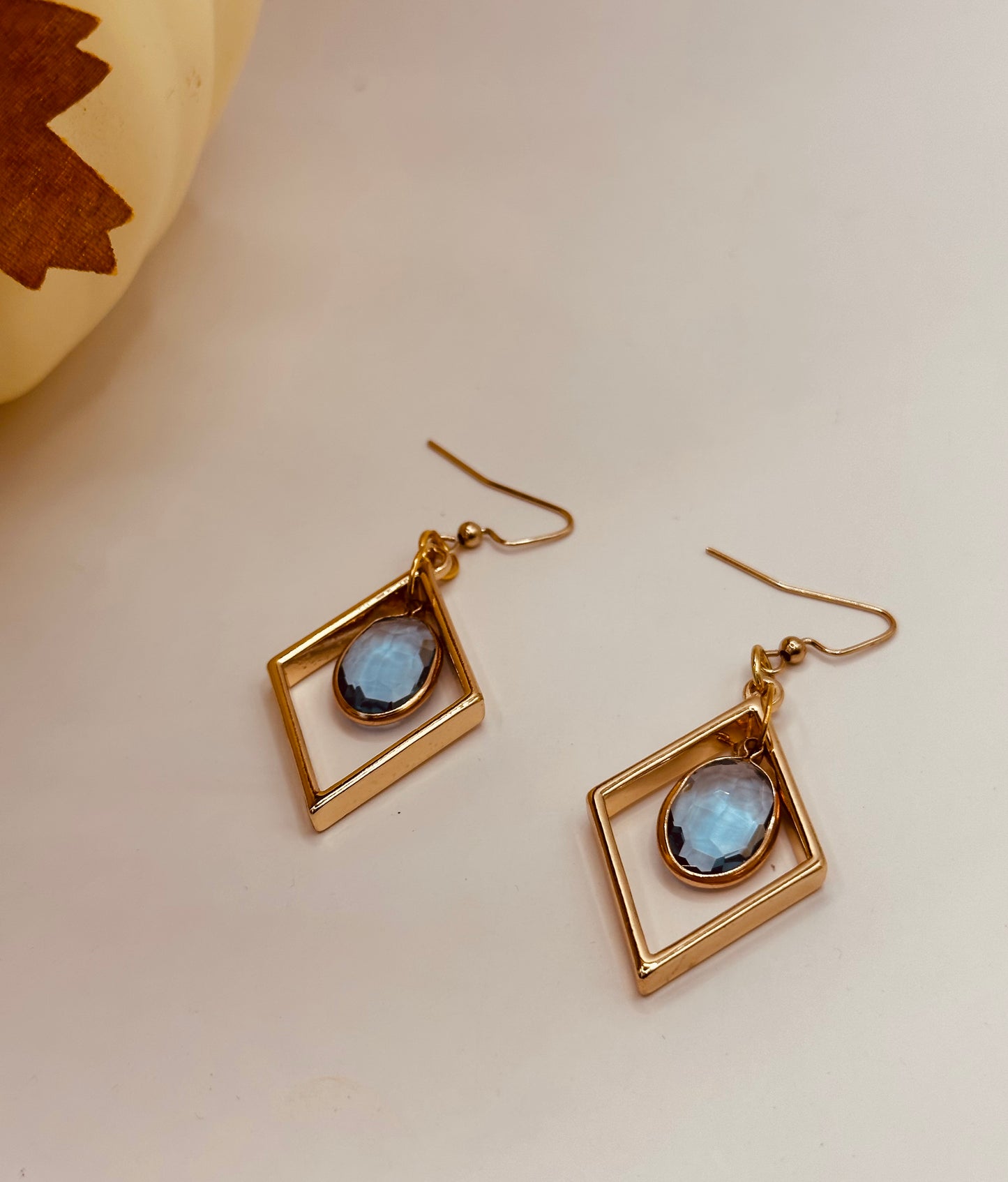 Gold plated with blue sky charms earrings E-276