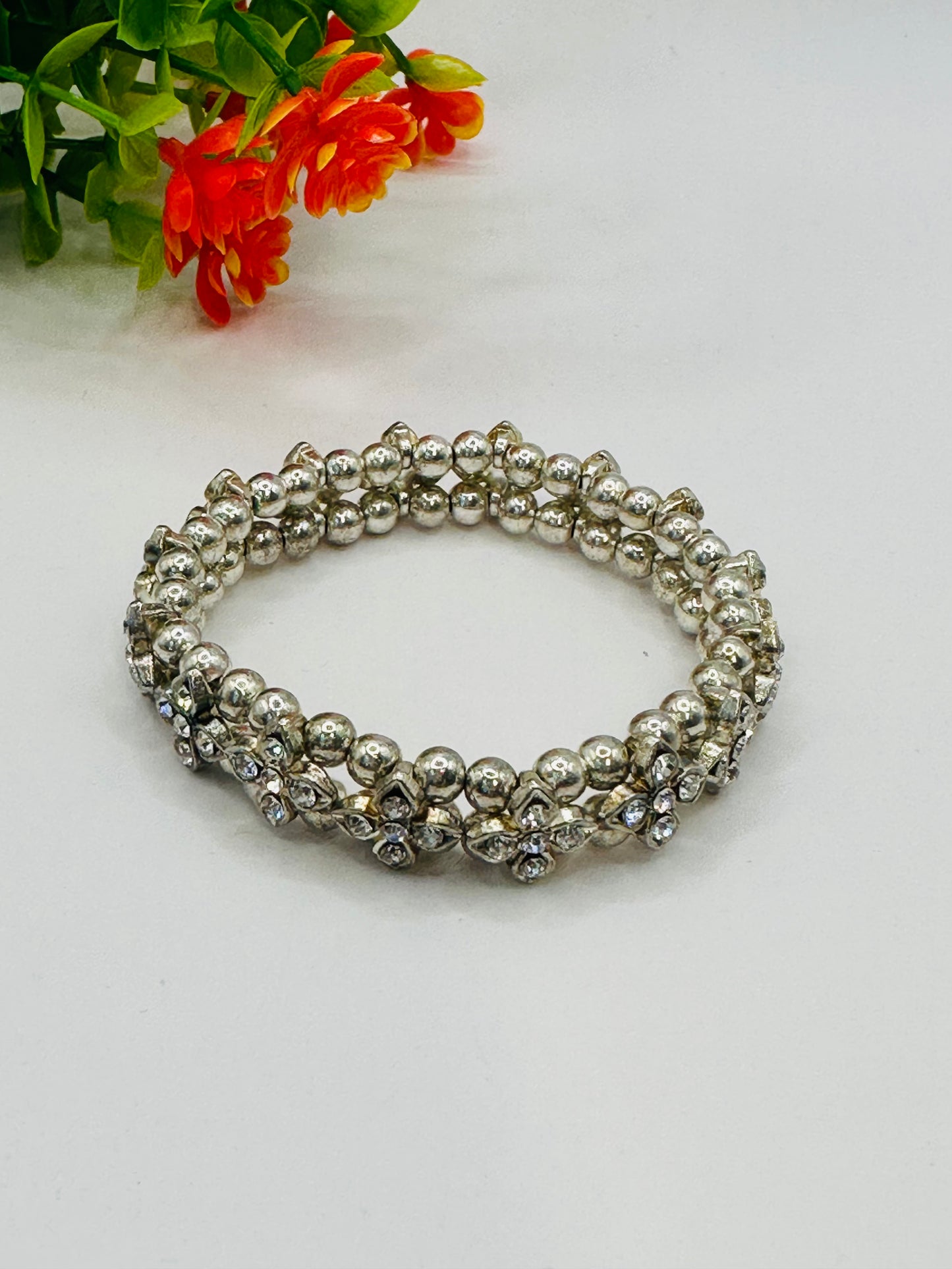 single strand silver rhinestone sliders bracelets B-165A