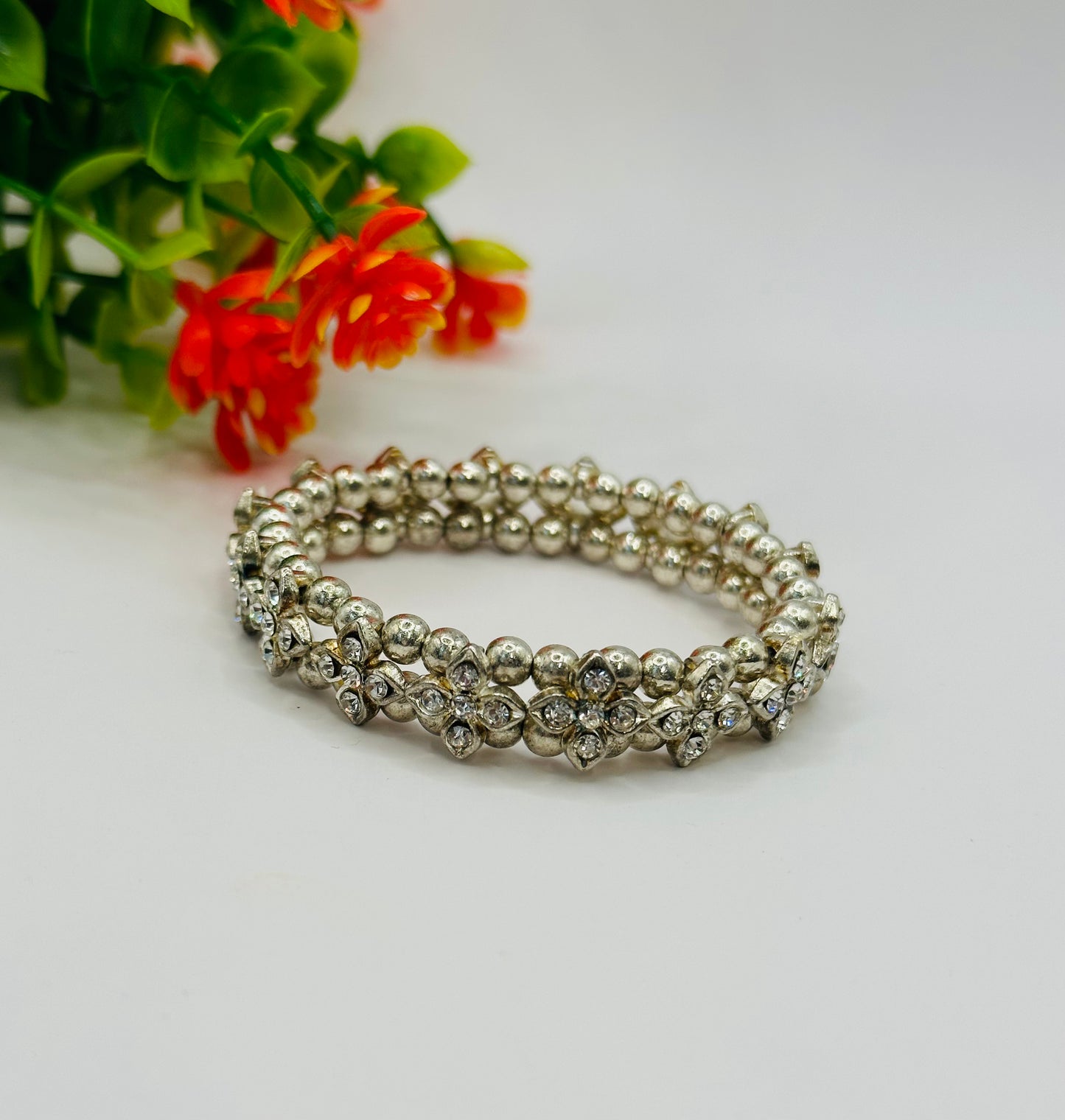 single strand silver rhinestone sliders bracelets B-165A