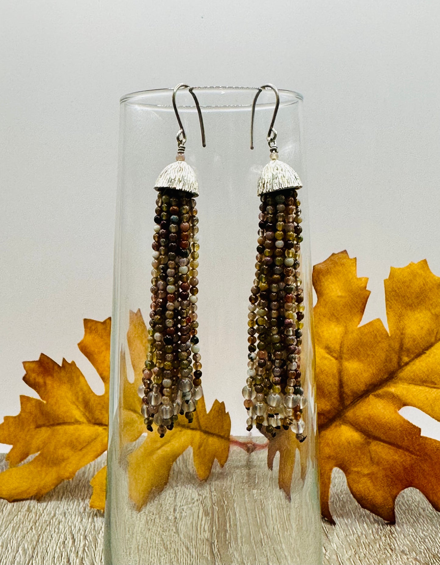 Fancy jasper tassels Earrings E-121