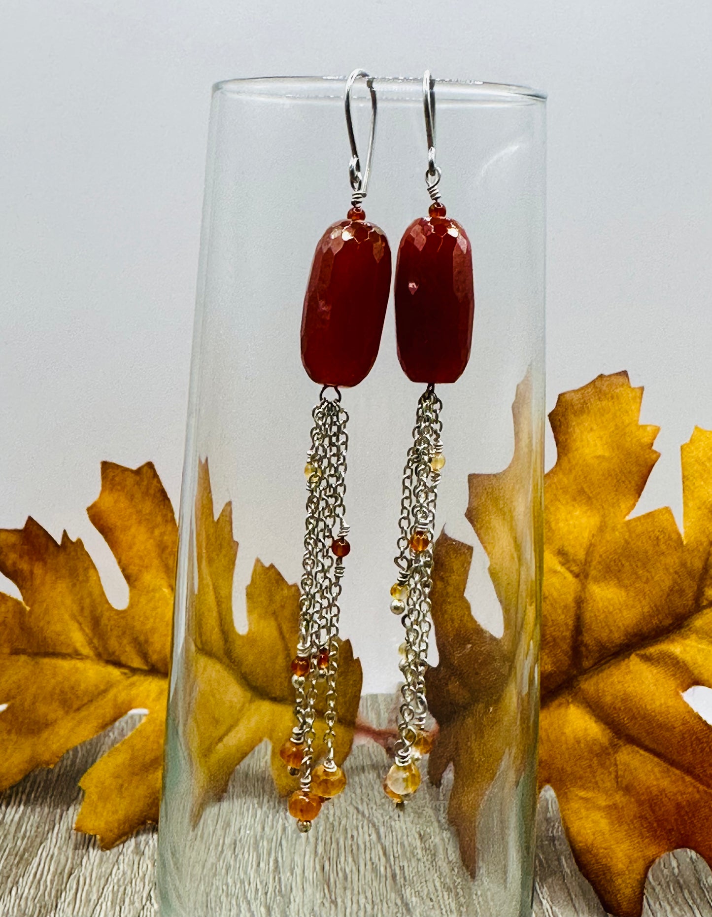 Carnelian oval stone Earrings E-119