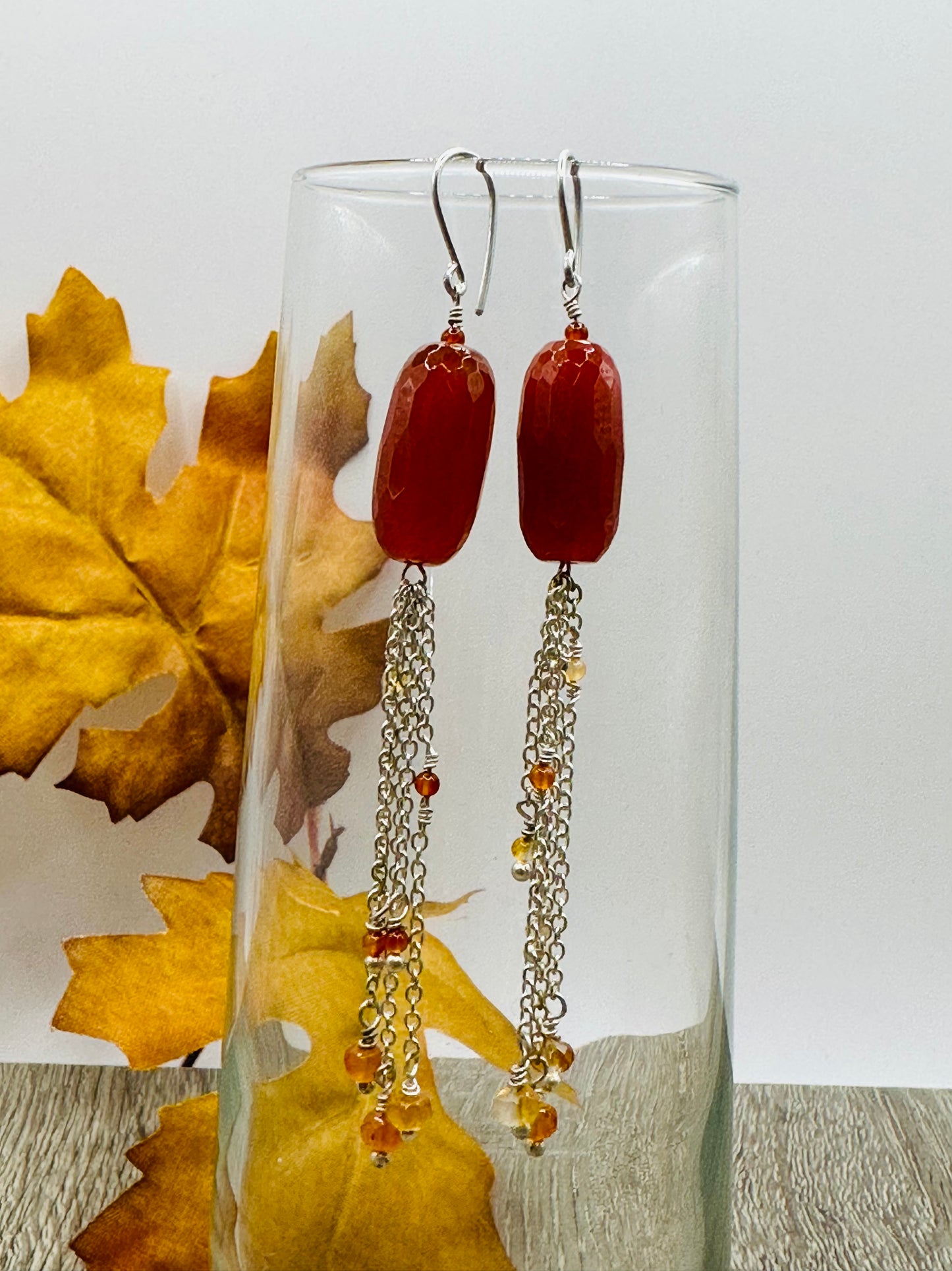 Carnelian oval stone Earrings E-119