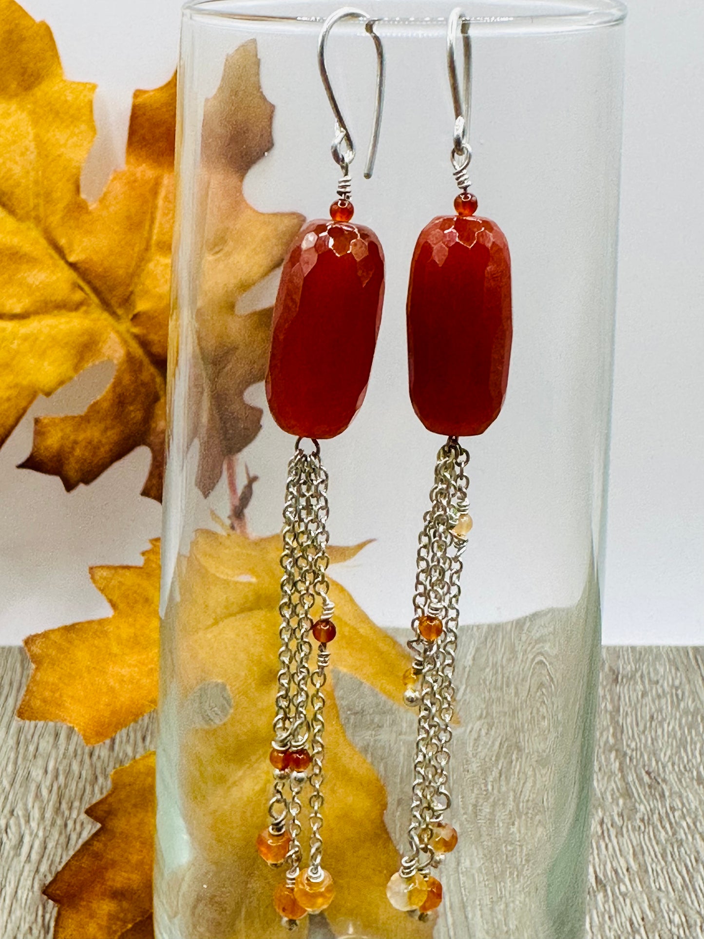 Carnelian oval stone Earrings E-119