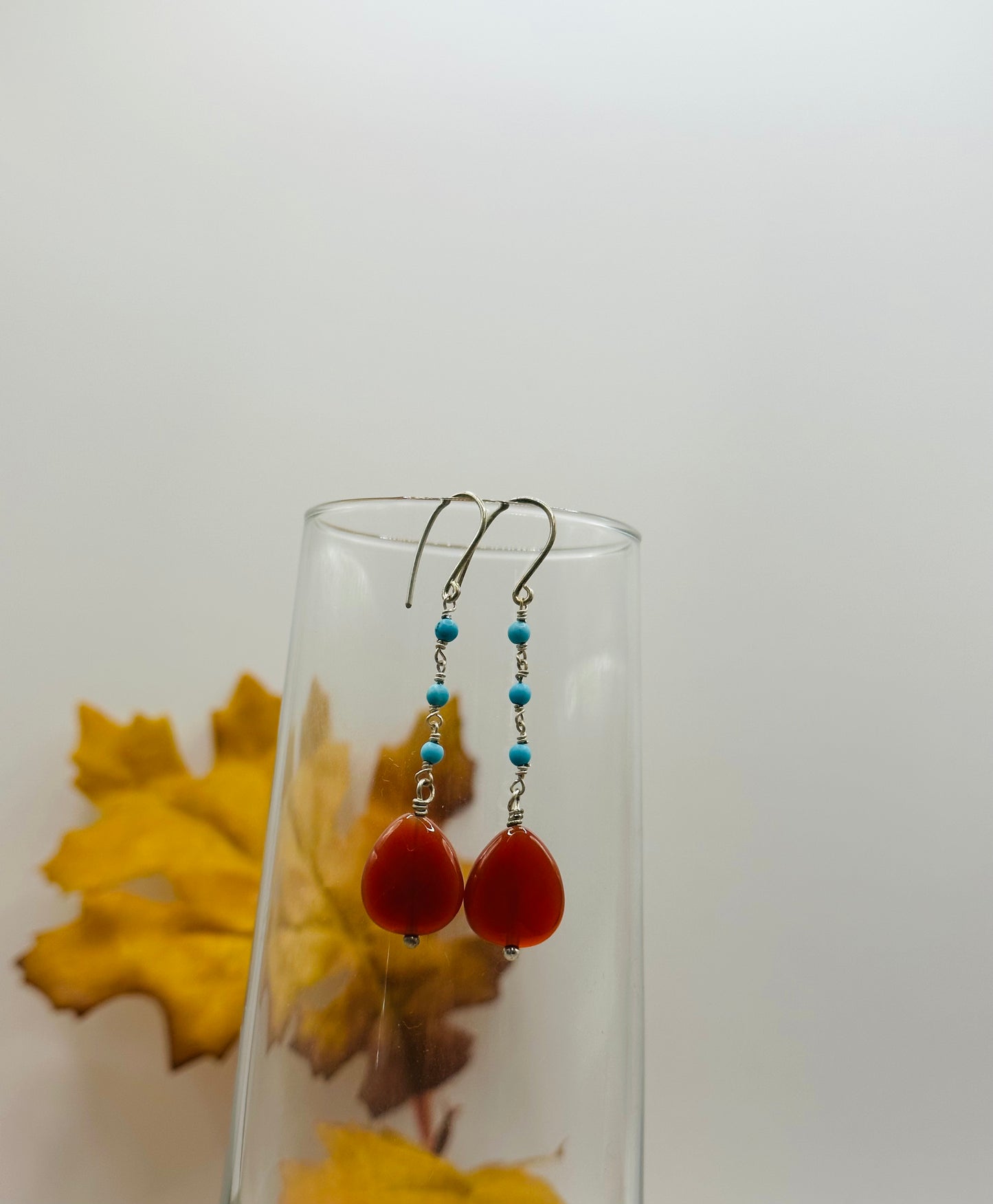 Faceted carnelian drop Earrings E-115