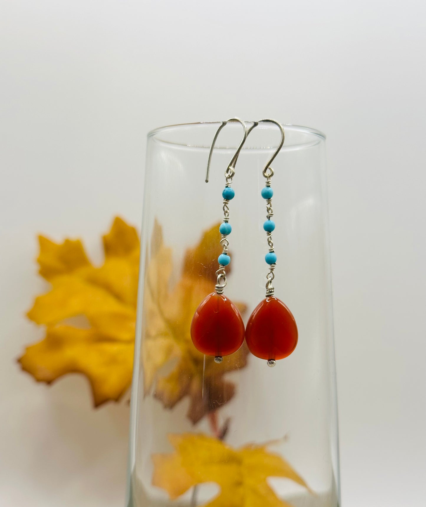 Faceted carnelian drop Earrings E-115