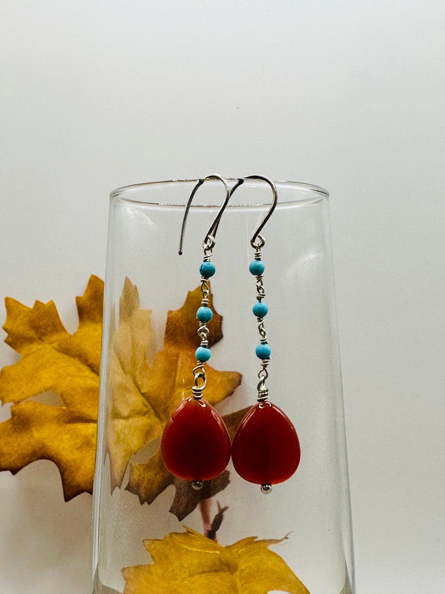 Faceted carnelian drop Earrings E-115