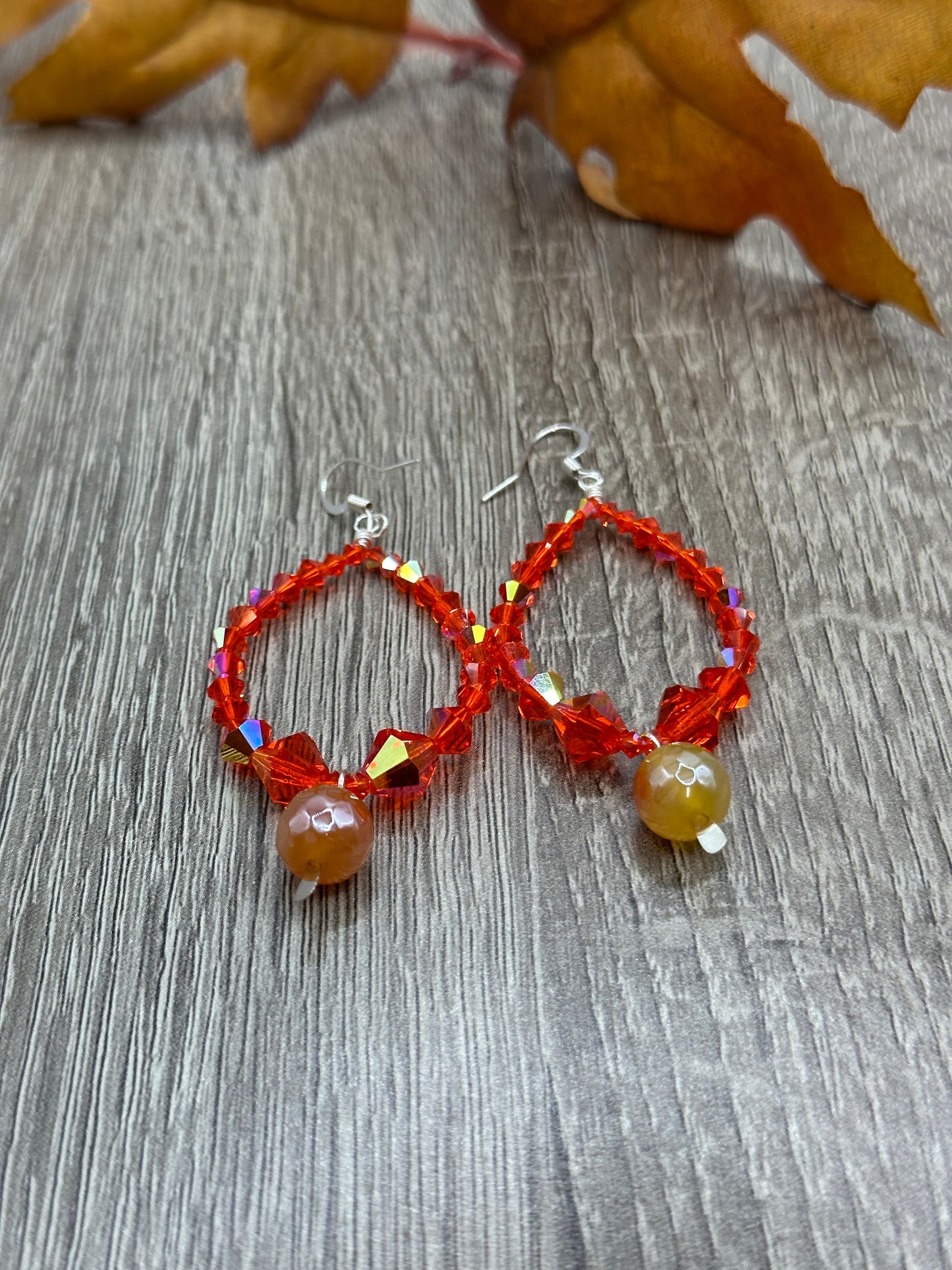 Orange Bi-cone Earrings E-128