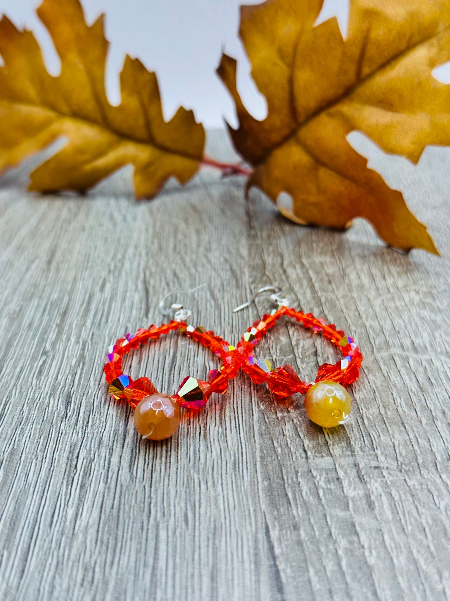 Orange Bi-cone Earrings E-128