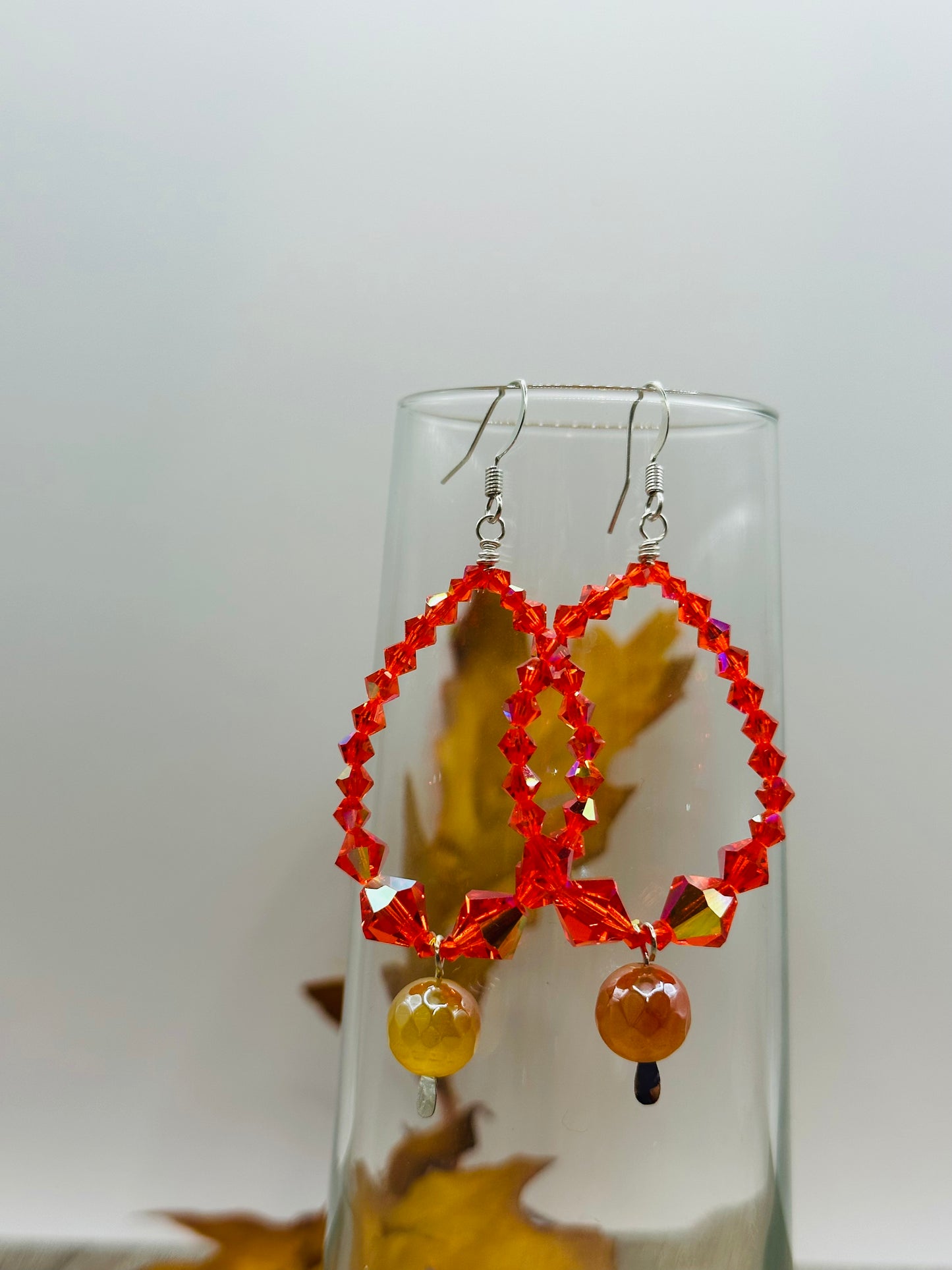 Orange Bi-cone Earrings E-128